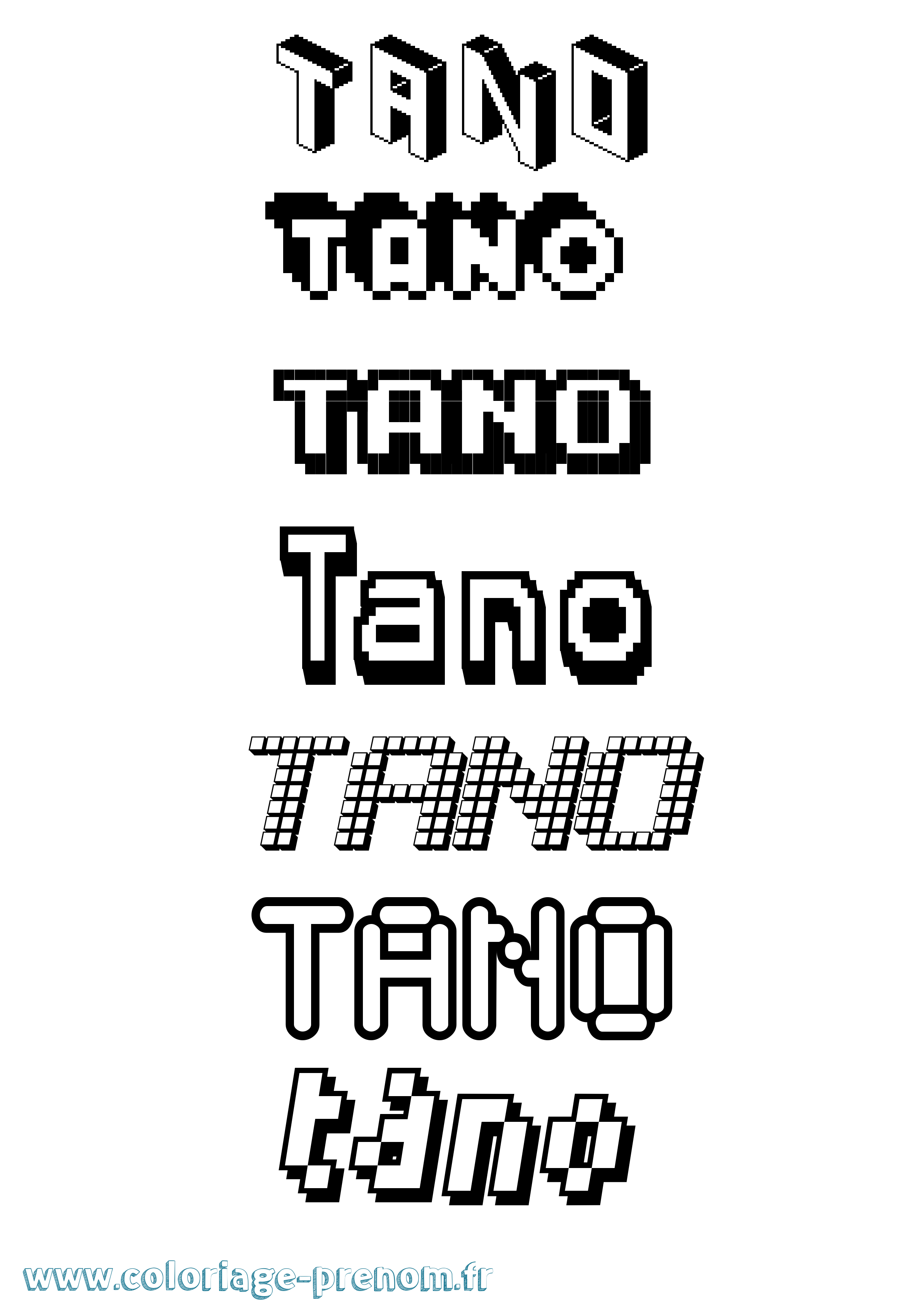 Coloriage prénom Tano Pixel