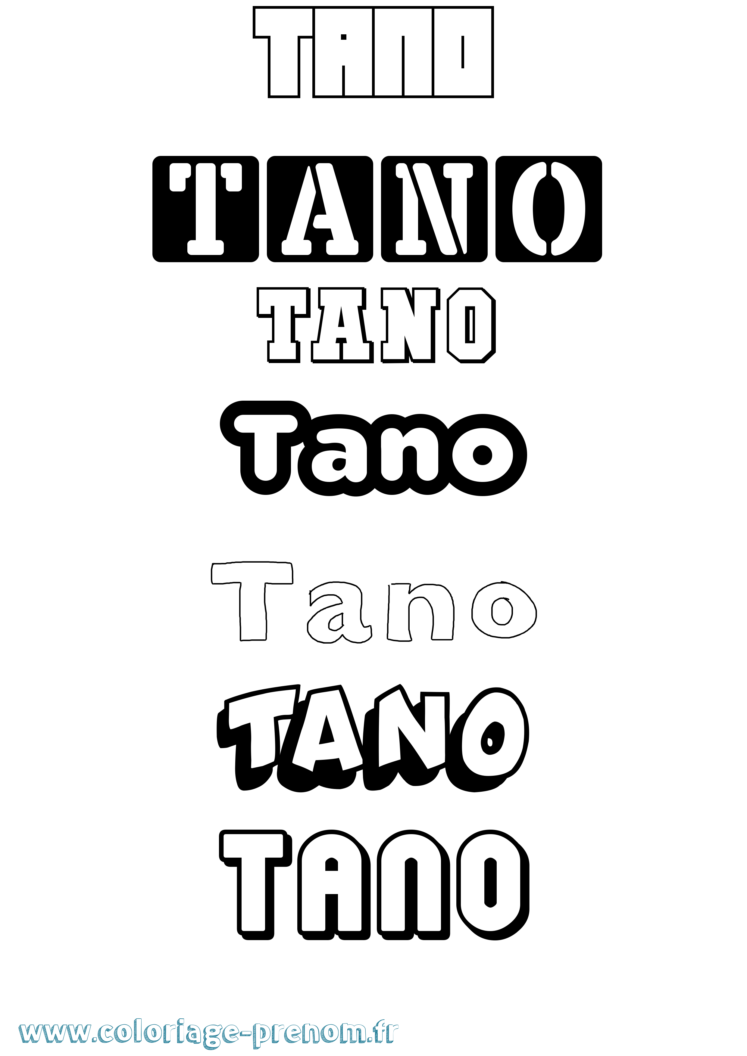 Coloriage prénom Tano Simple