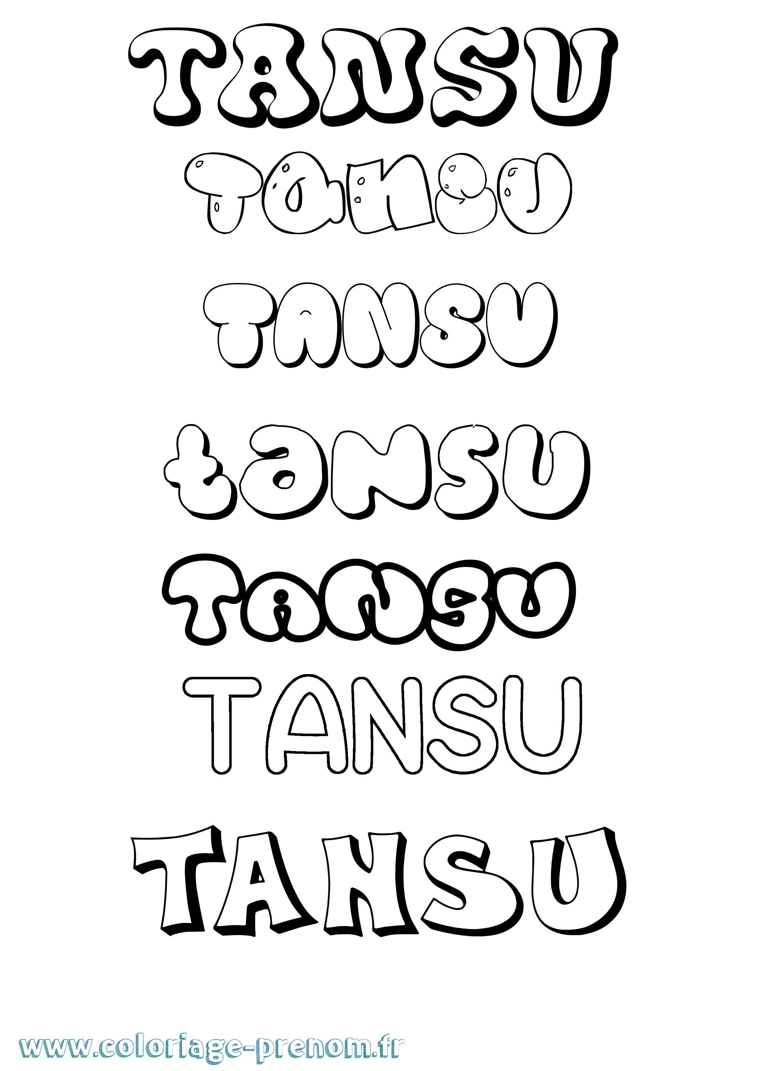 Coloriage prénom Tansu Bubble