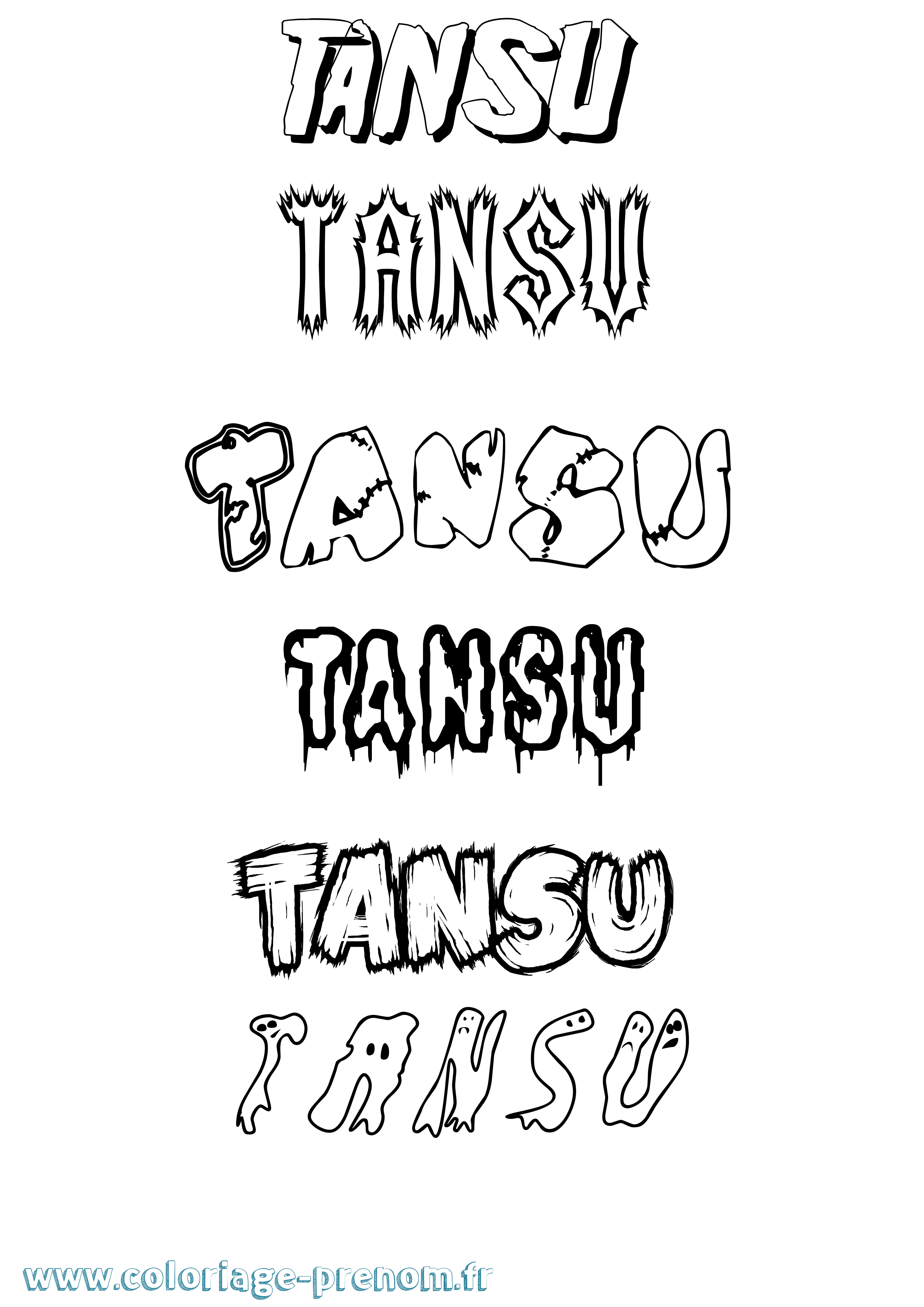 Coloriage prénom Tansu Frisson