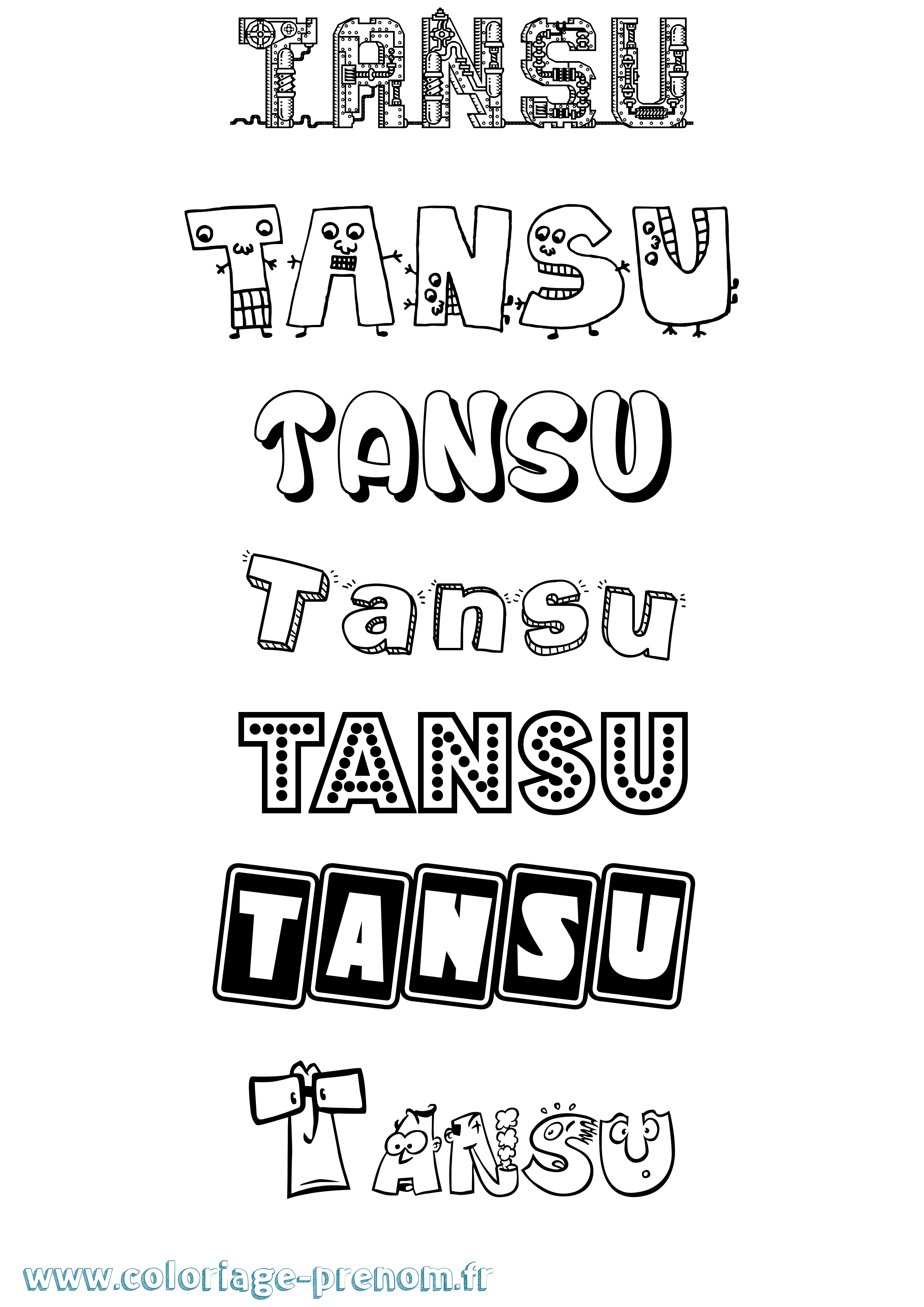 Coloriage prénom Tansu Fun
