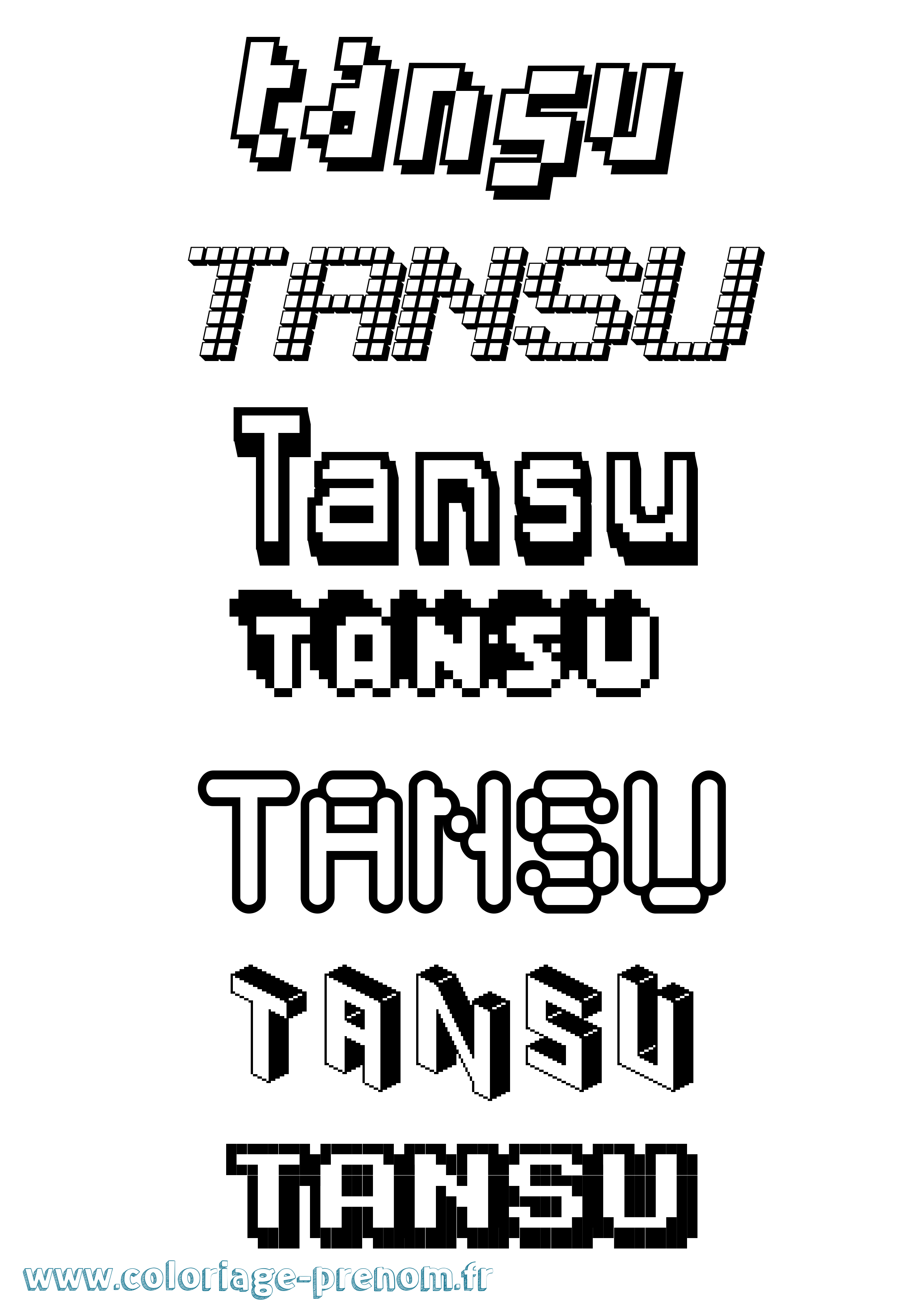 Coloriage prénom Tansu Pixel