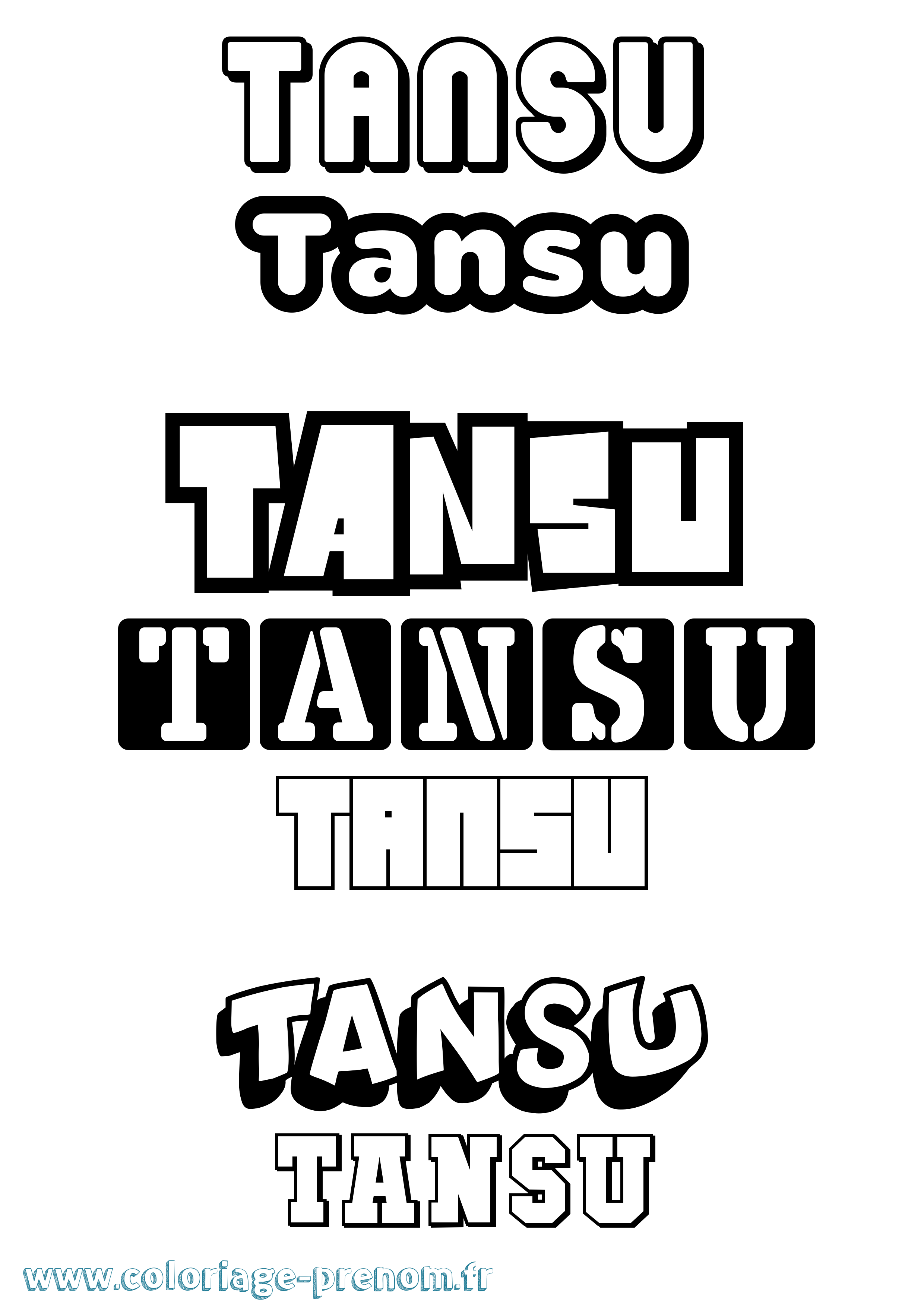 Coloriage prénom Tansu Simple