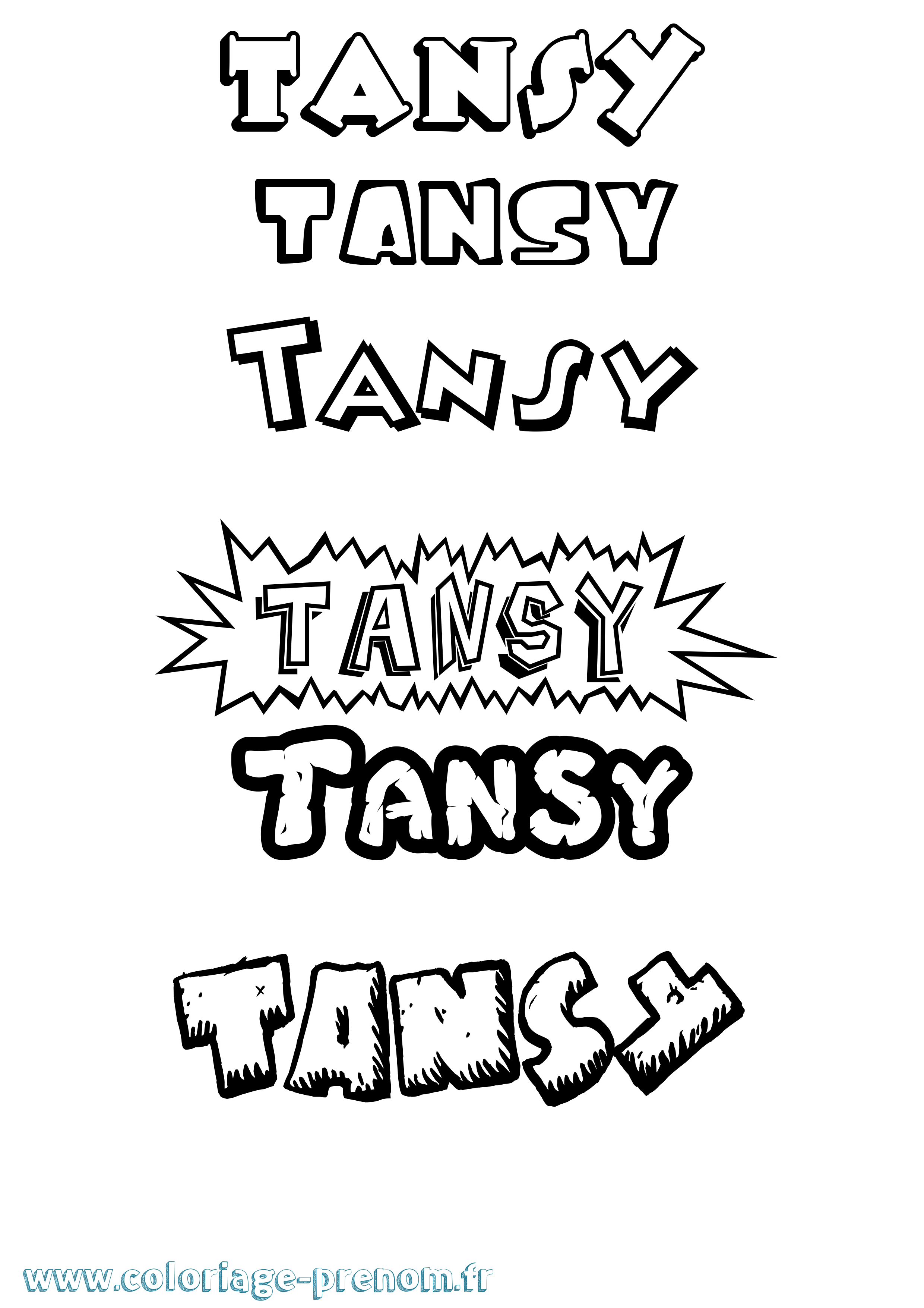 Coloriage prénom Tansy Dessin Animé