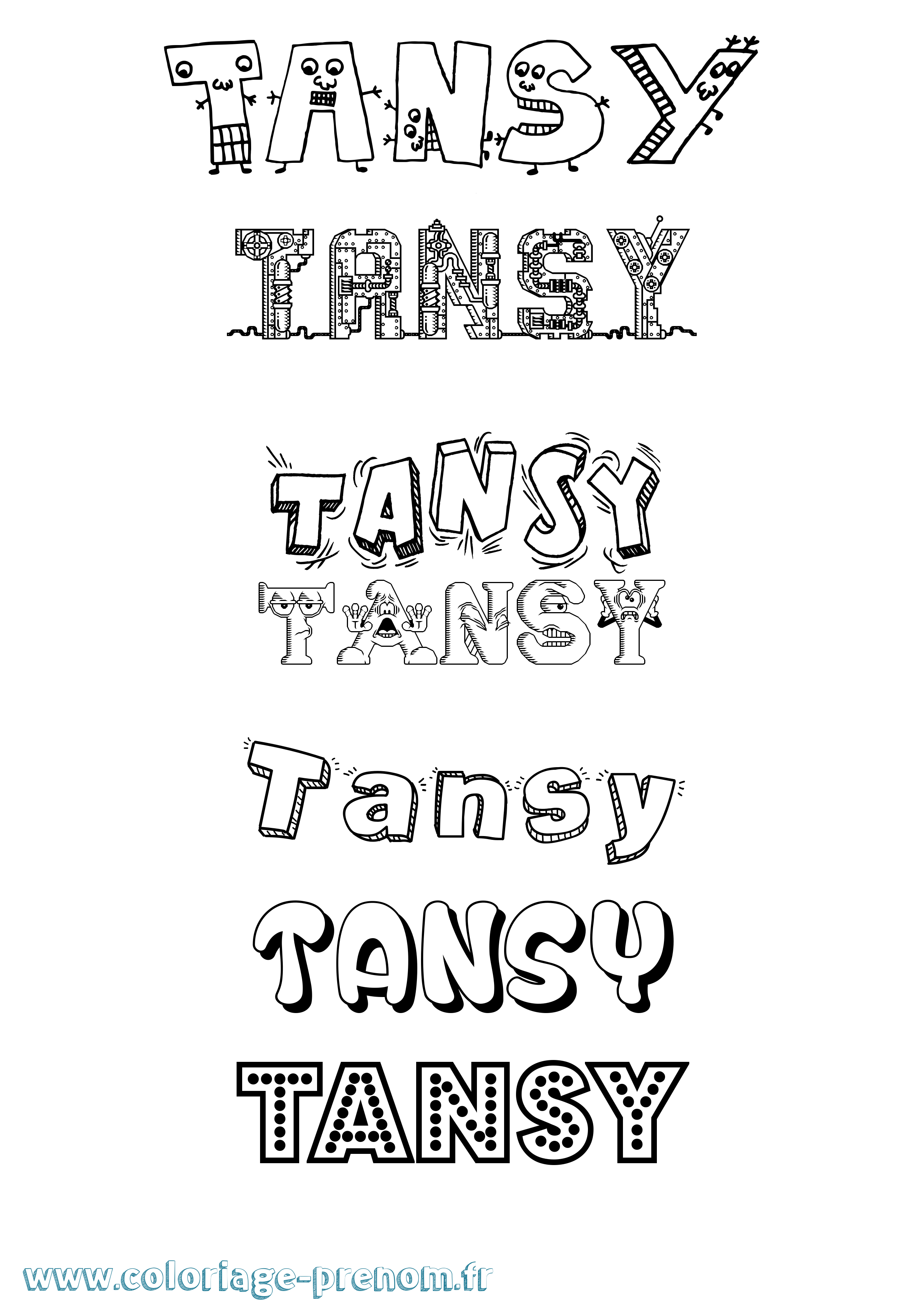 Coloriage prénom Tansy Fun