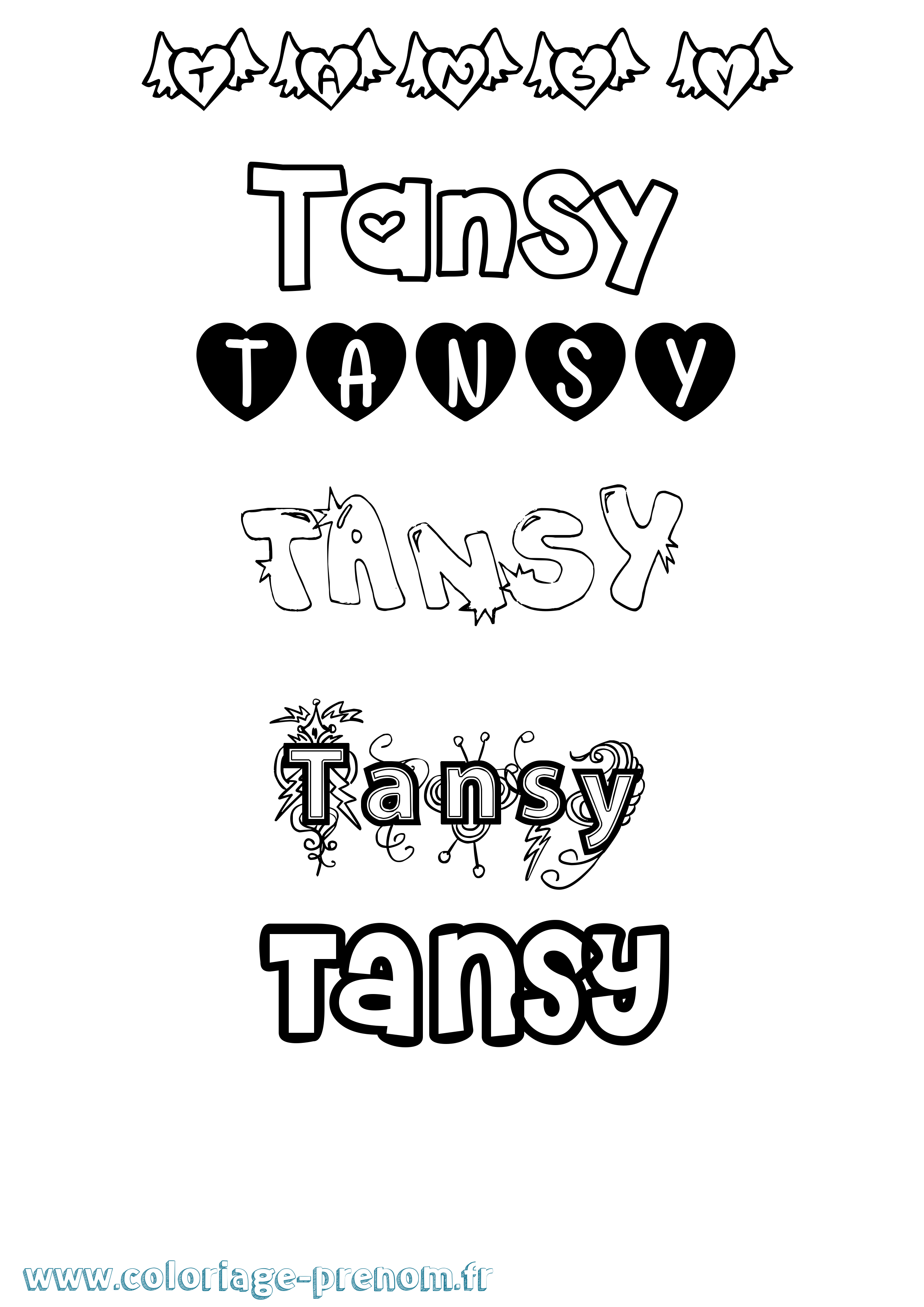 Coloriage prénom Tansy Girly