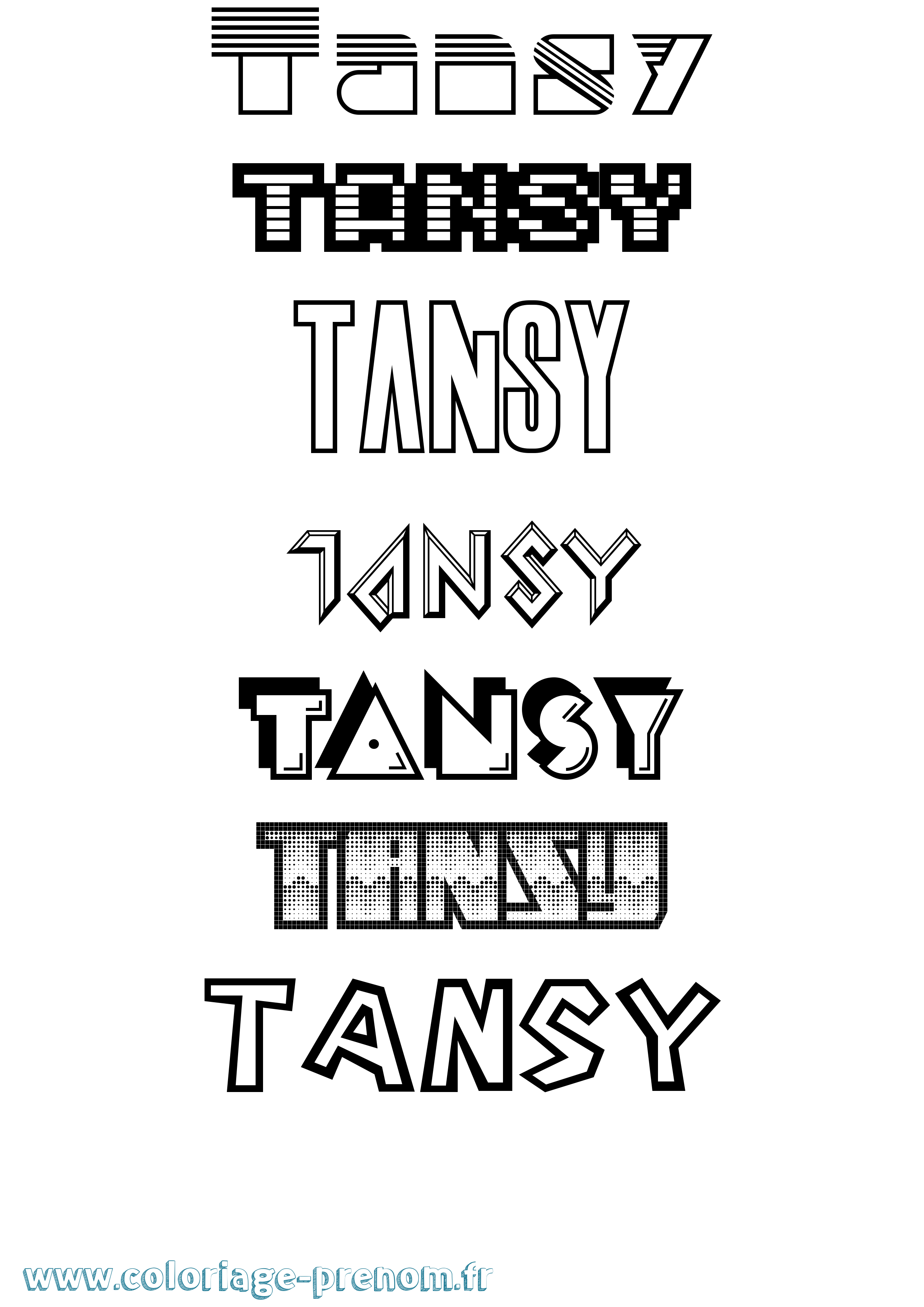 Coloriage prénom Tansy Jeux Vidéos
