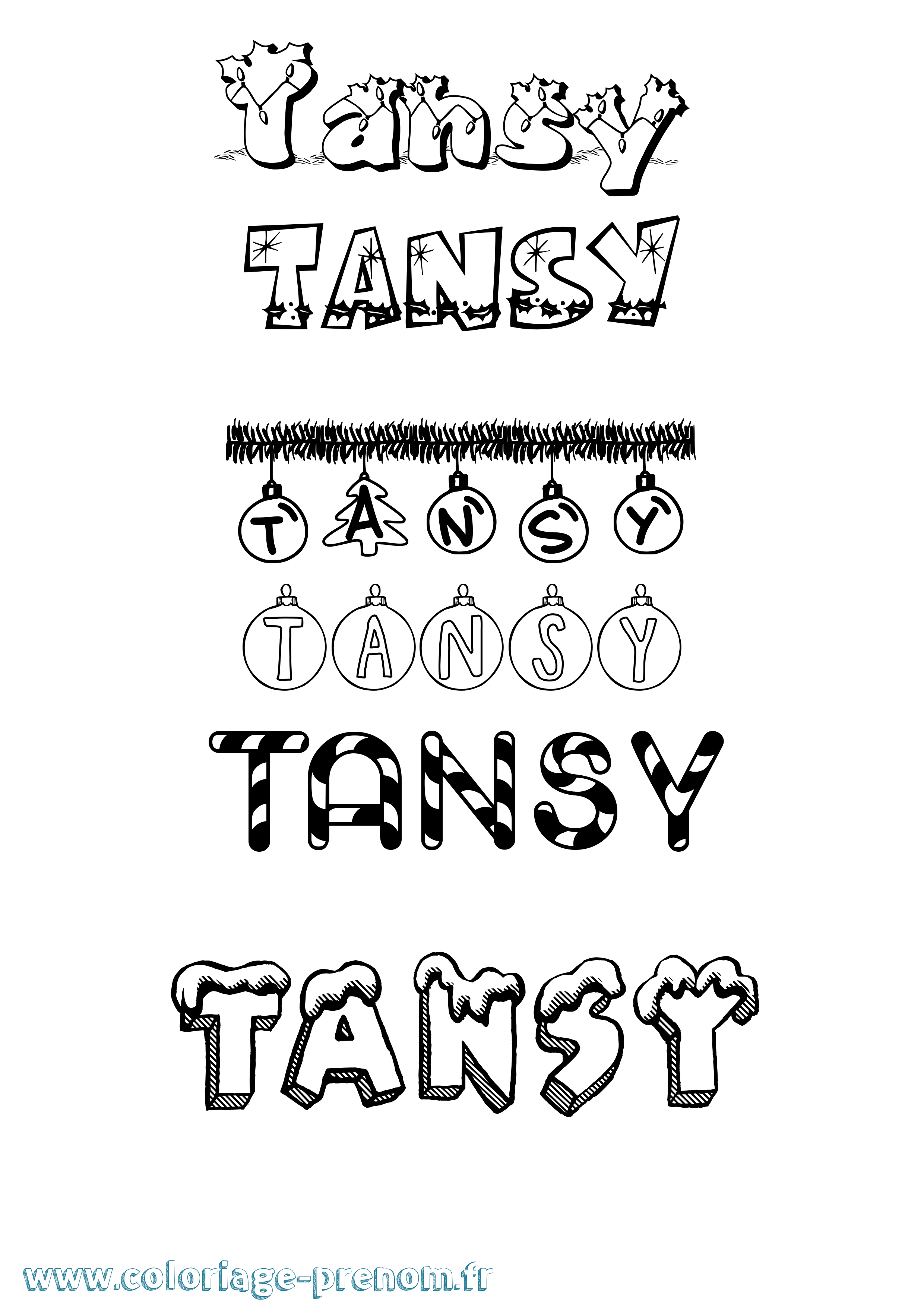 Coloriage prénom Tansy Noël
