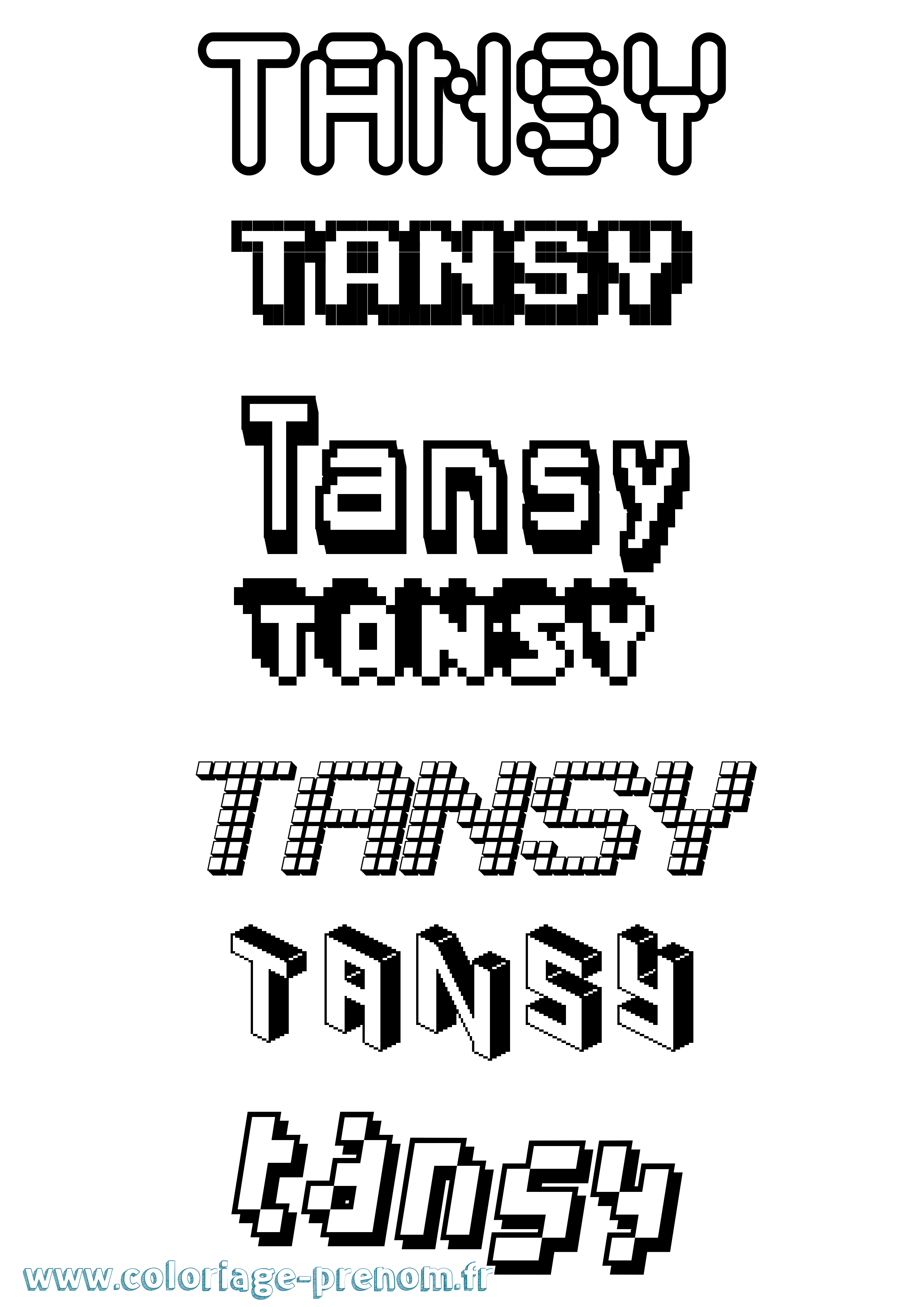 Coloriage prénom Tansy Pixel
