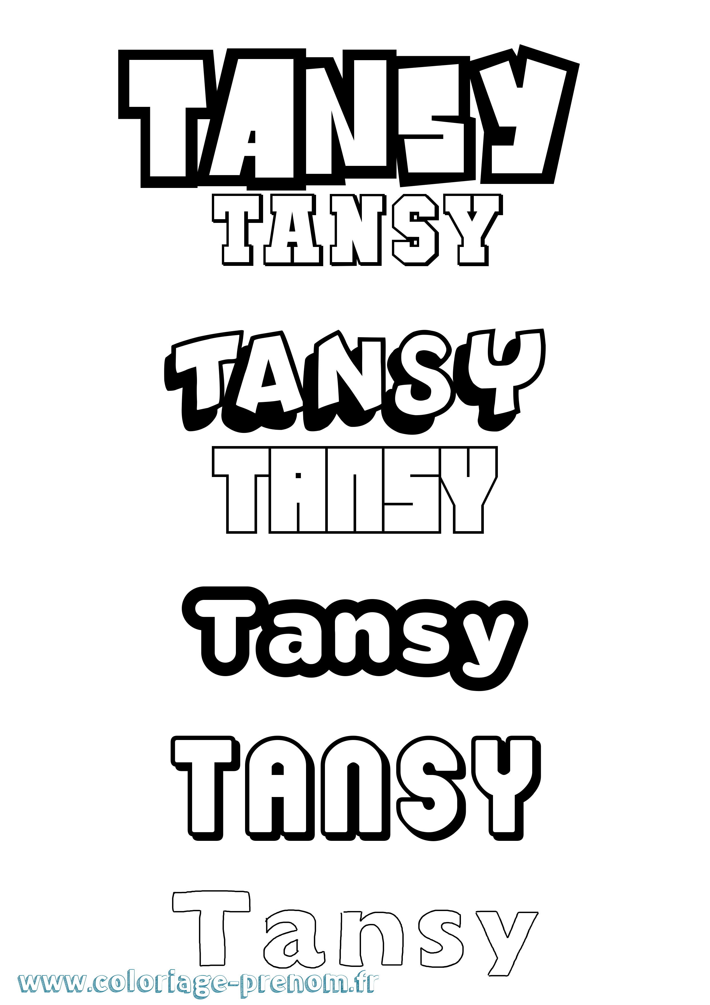 Coloriage prénom Tansy Simple