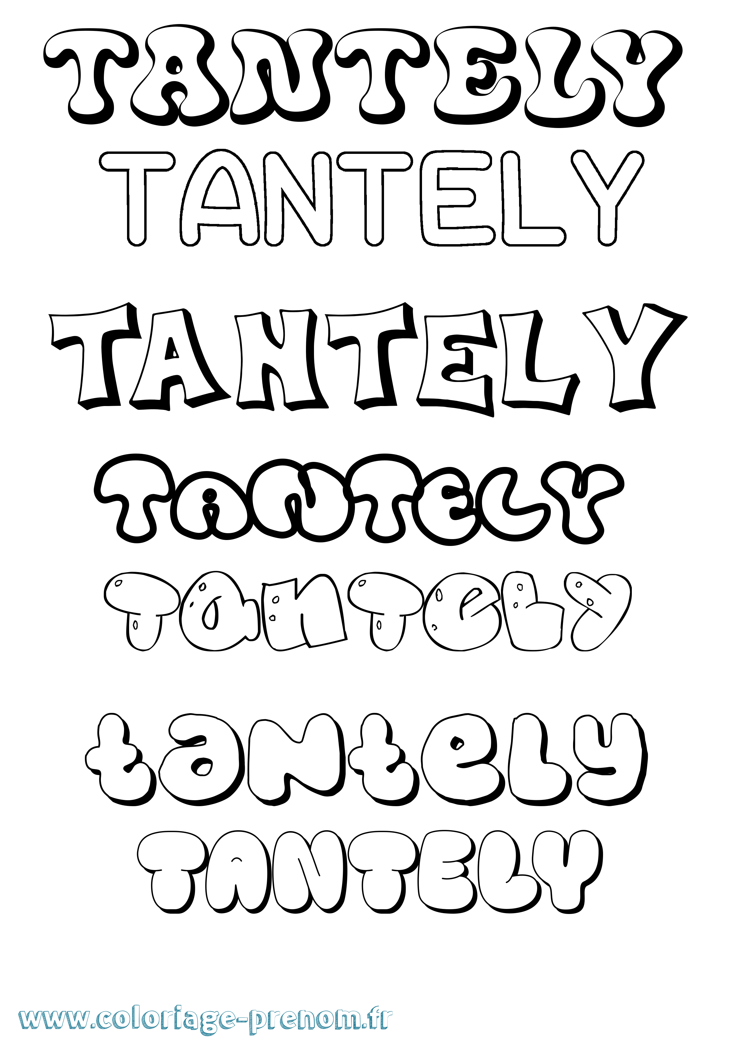 Coloriage prénom Tantely Bubble