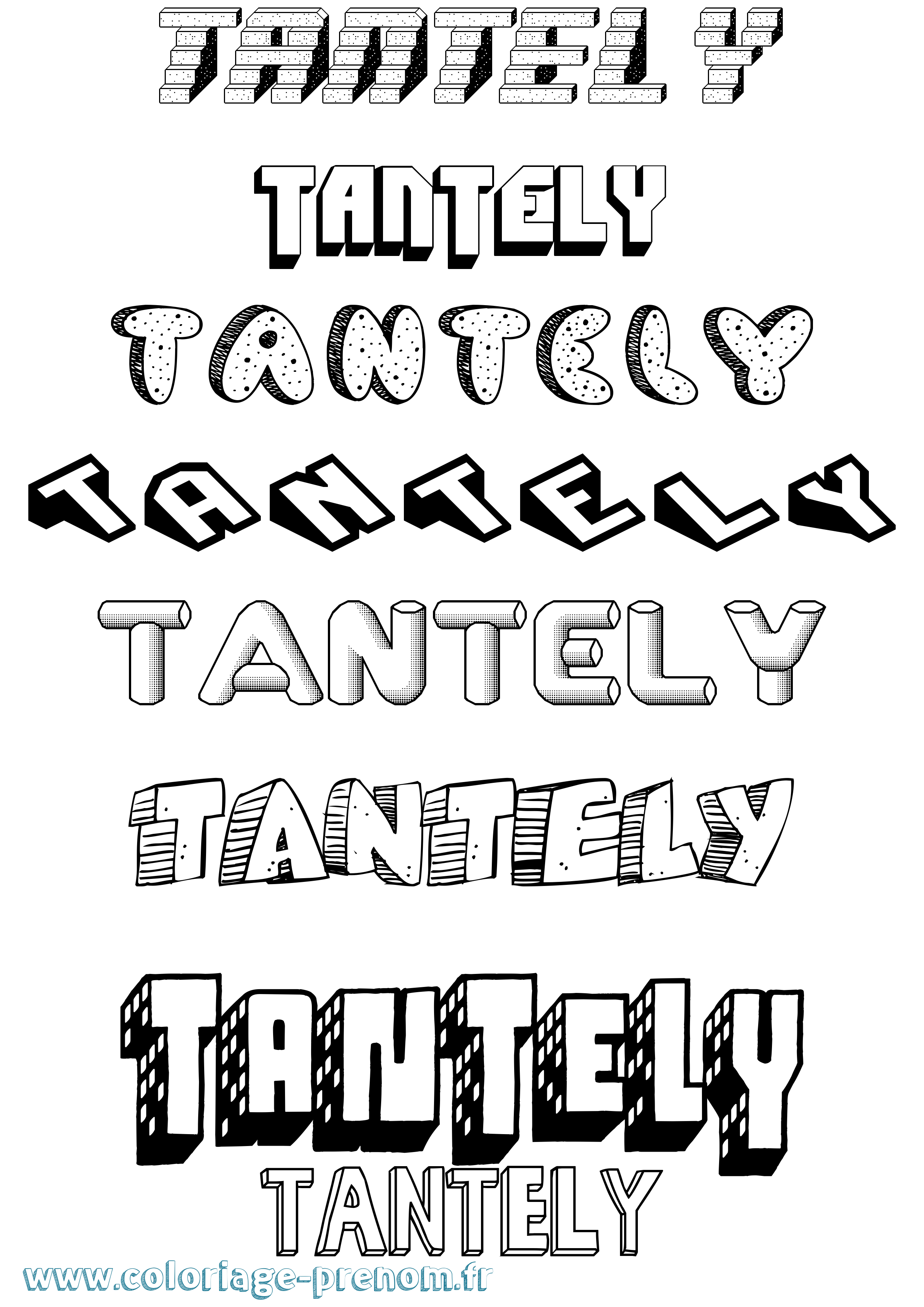Coloriage prénom Tantely Effet 3D