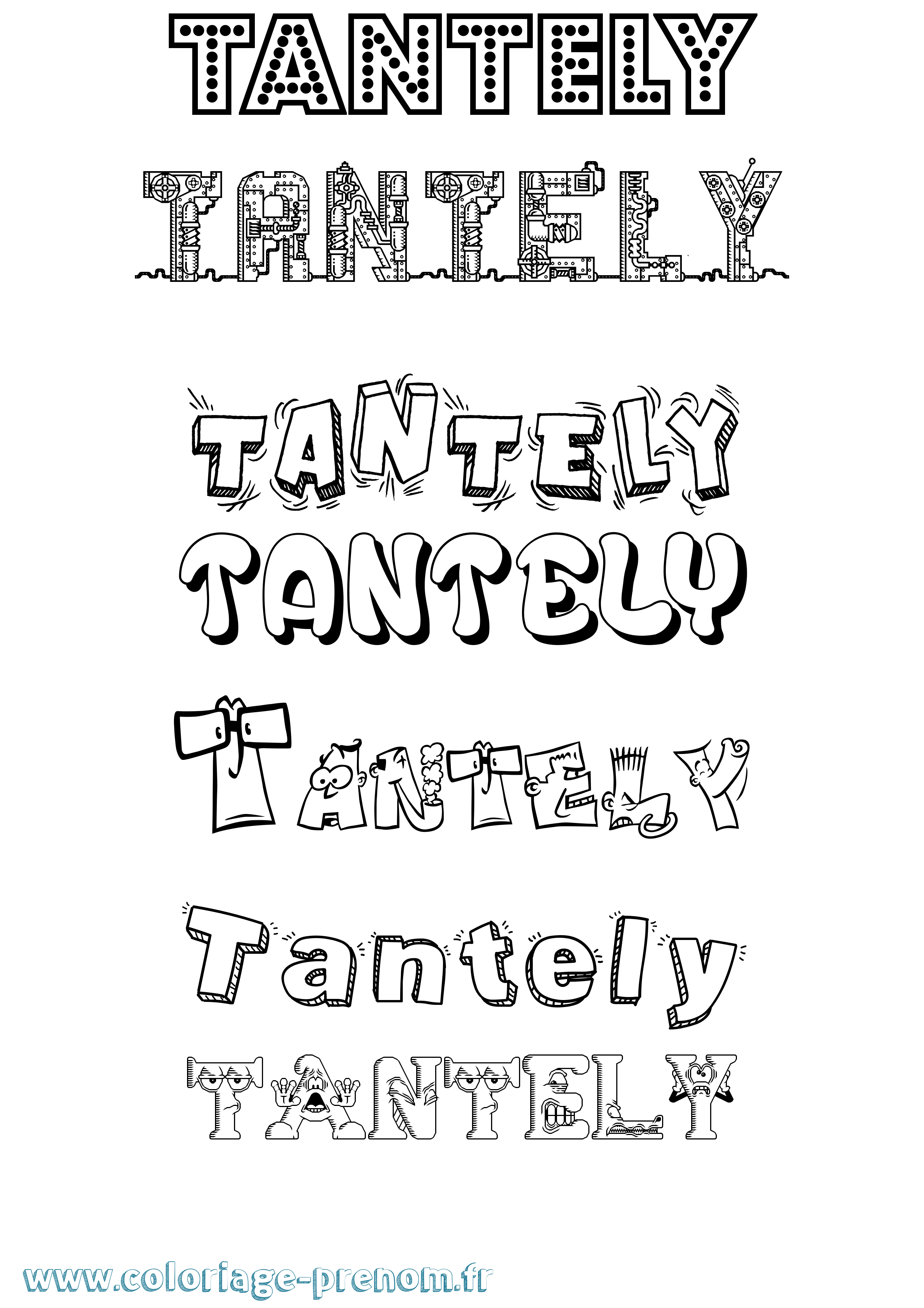 Coloriage prénom Tantely Fun