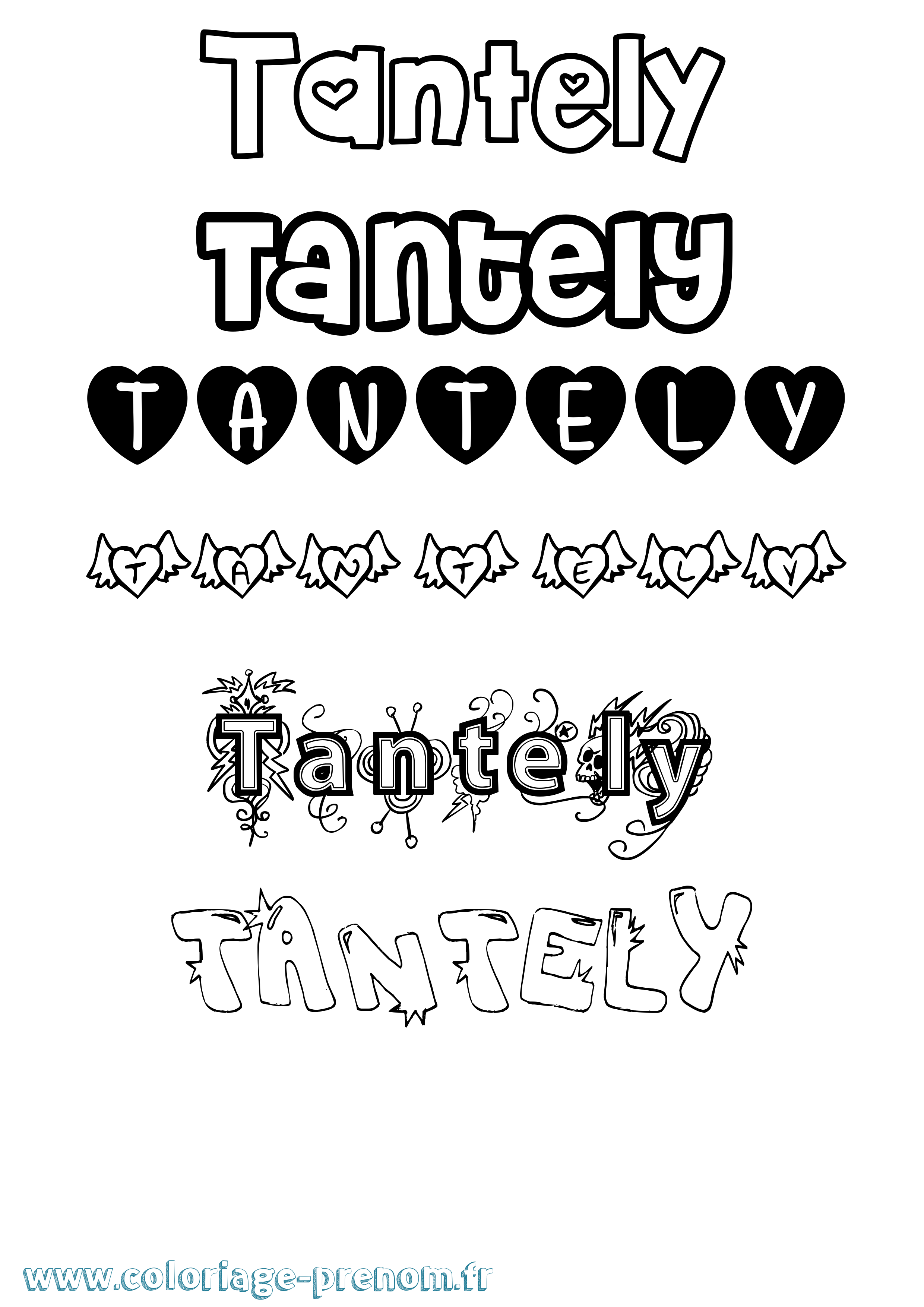 Coloriage prénom Tantely Girly