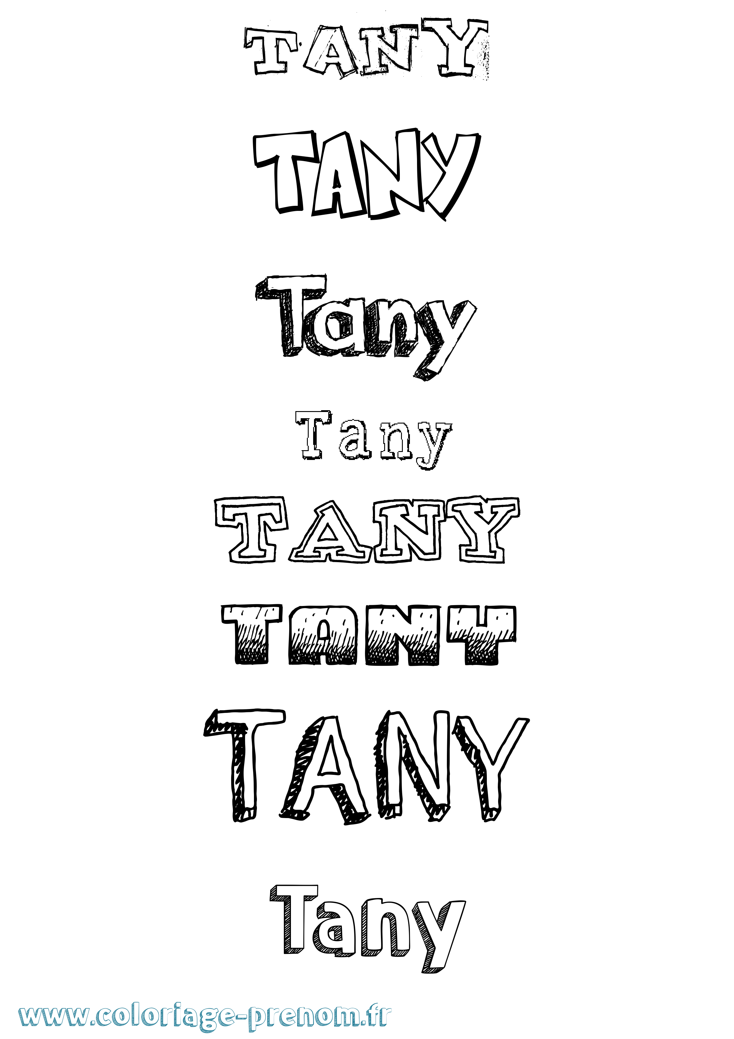 Coloriage prénom Tany Dessiné