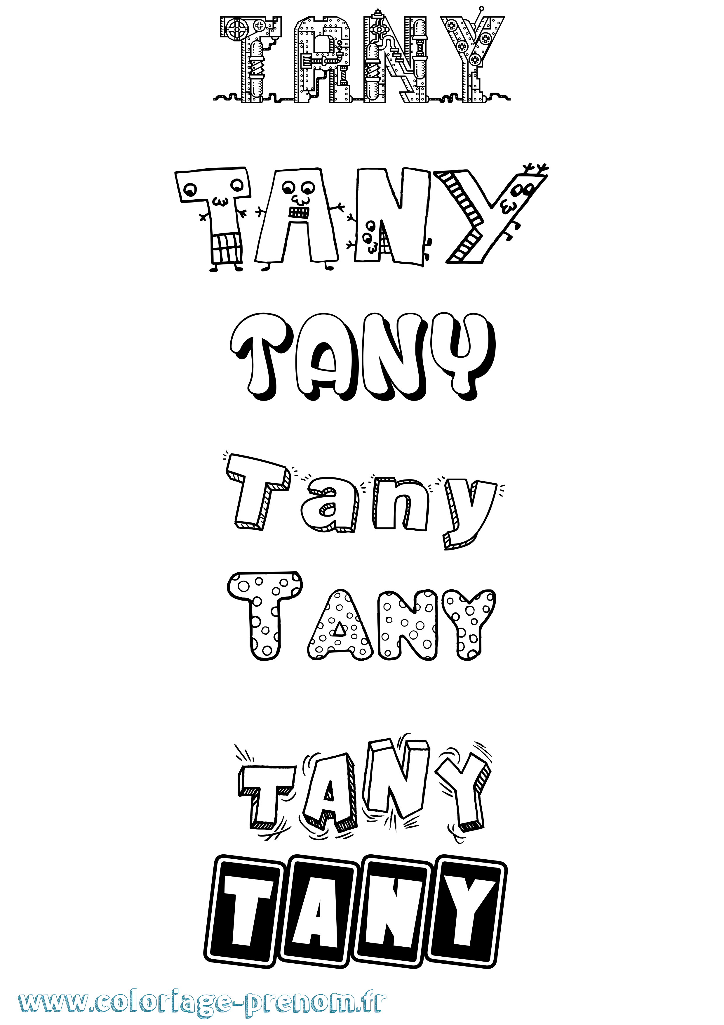 Coloriage prénom Tany Fun