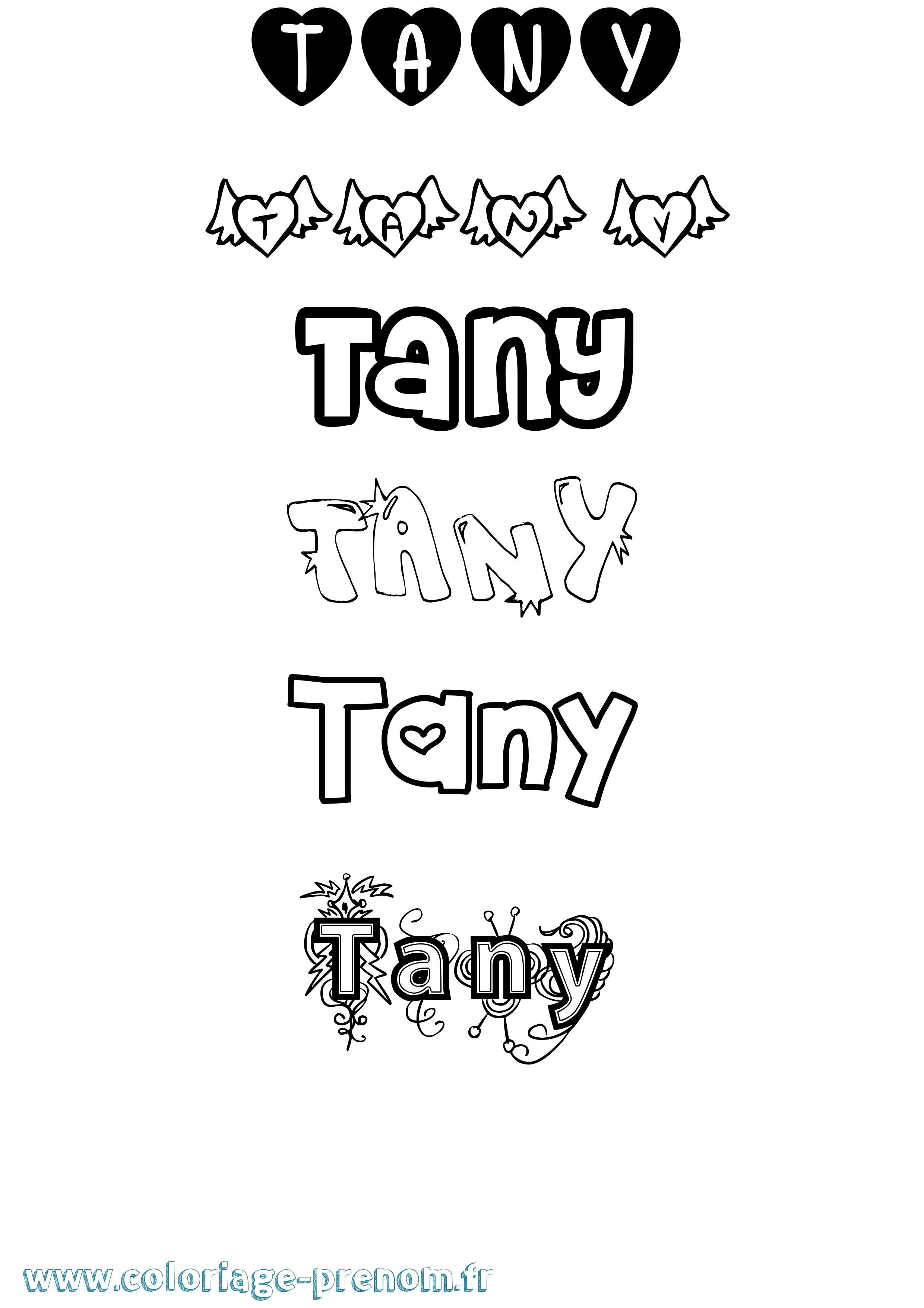 Coloriage prénom Tany Girly