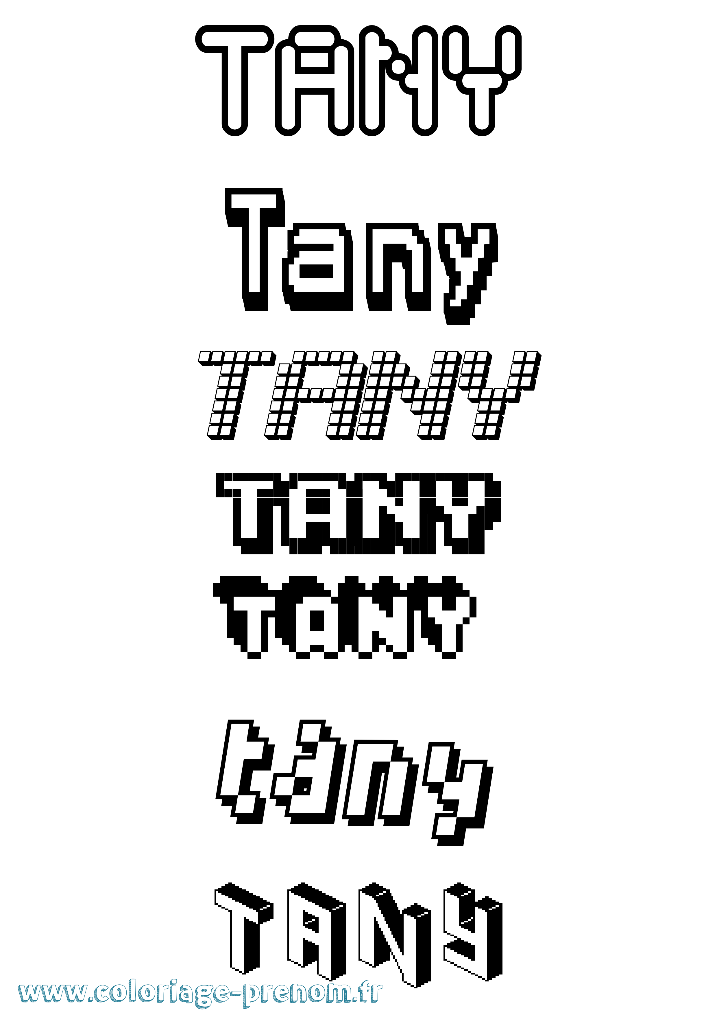 Coloriage prénom Tany Pixel