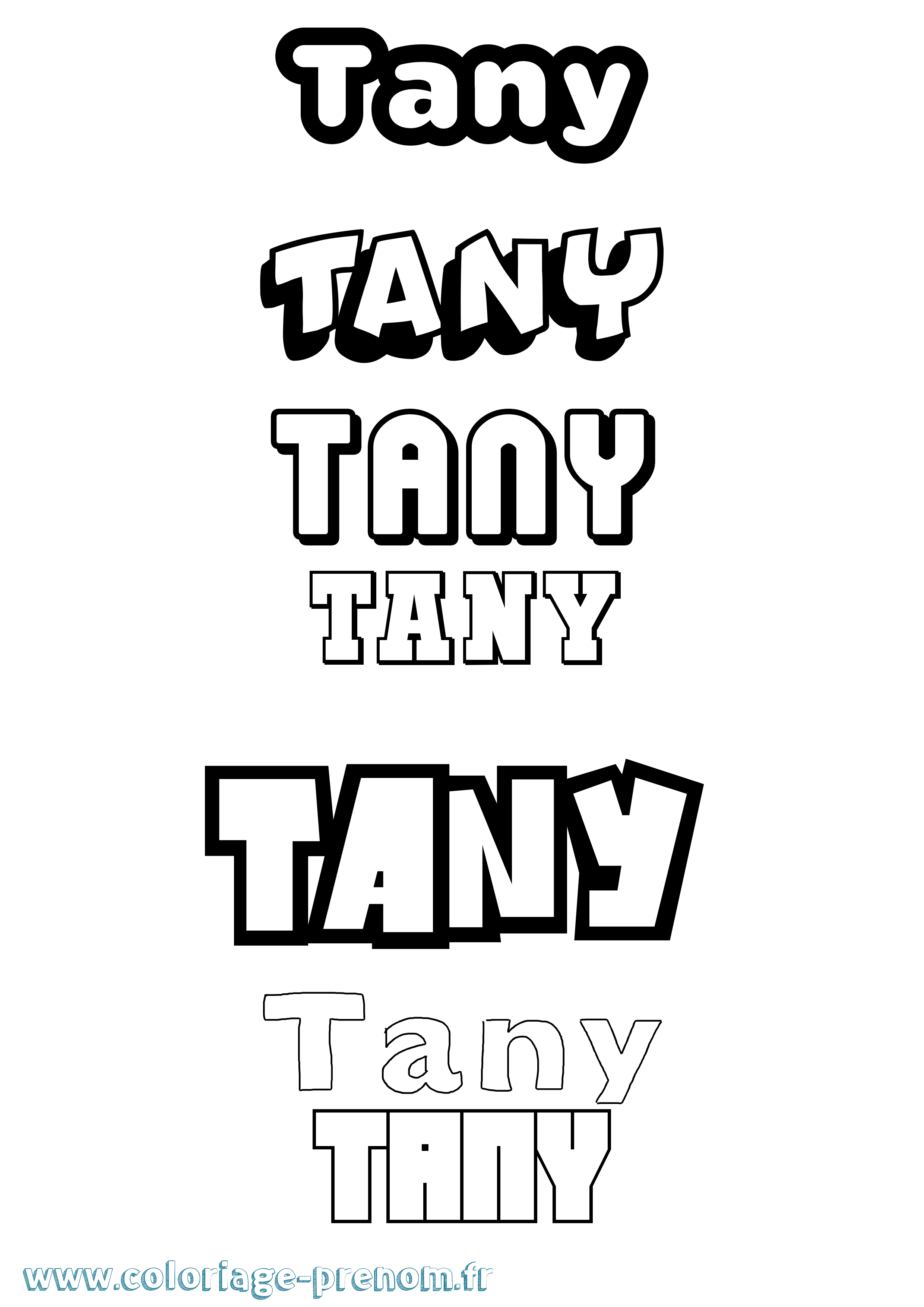 Coloriage prénom Tany Simple