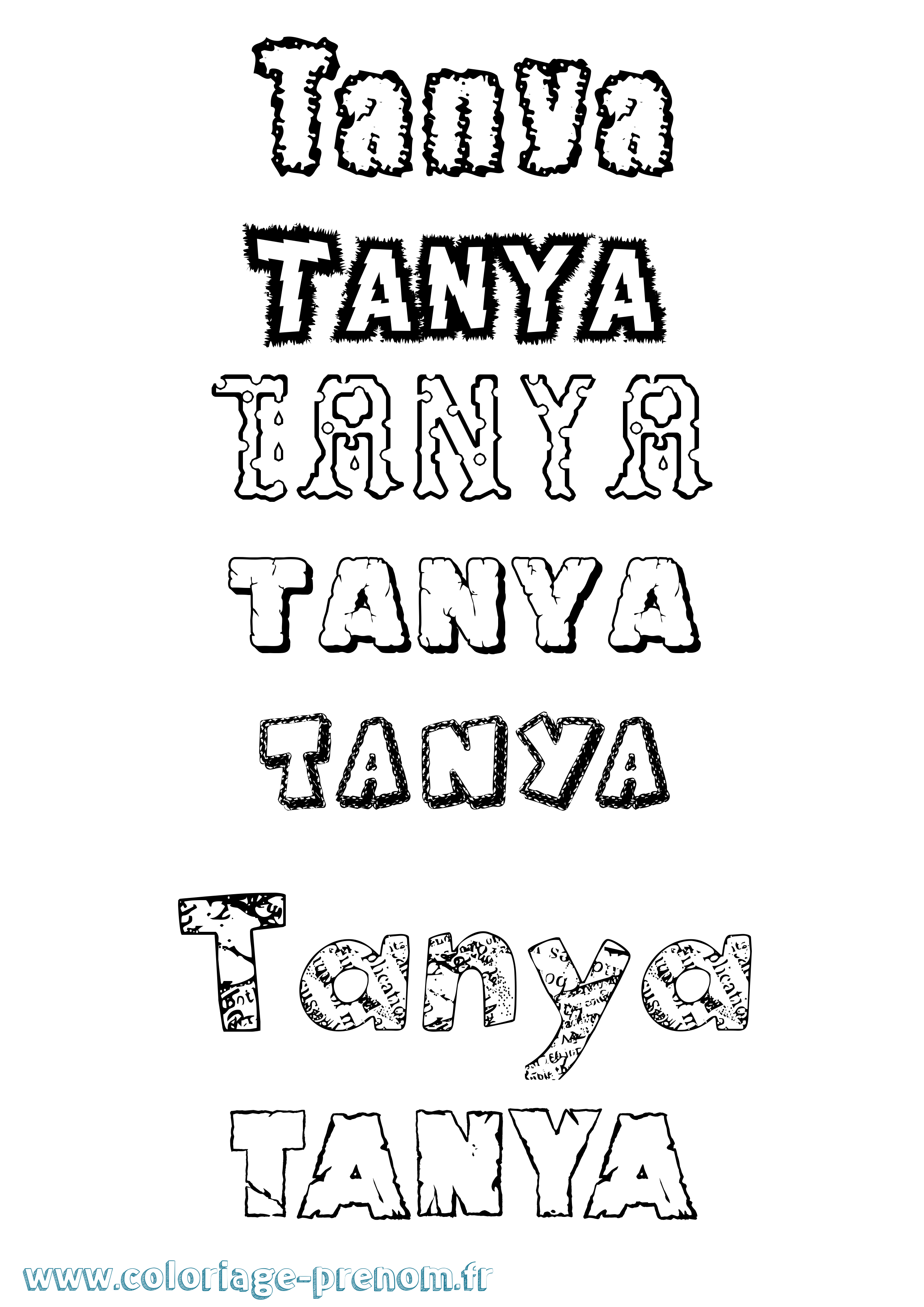 Coloriage prénom Tanya Destructuré