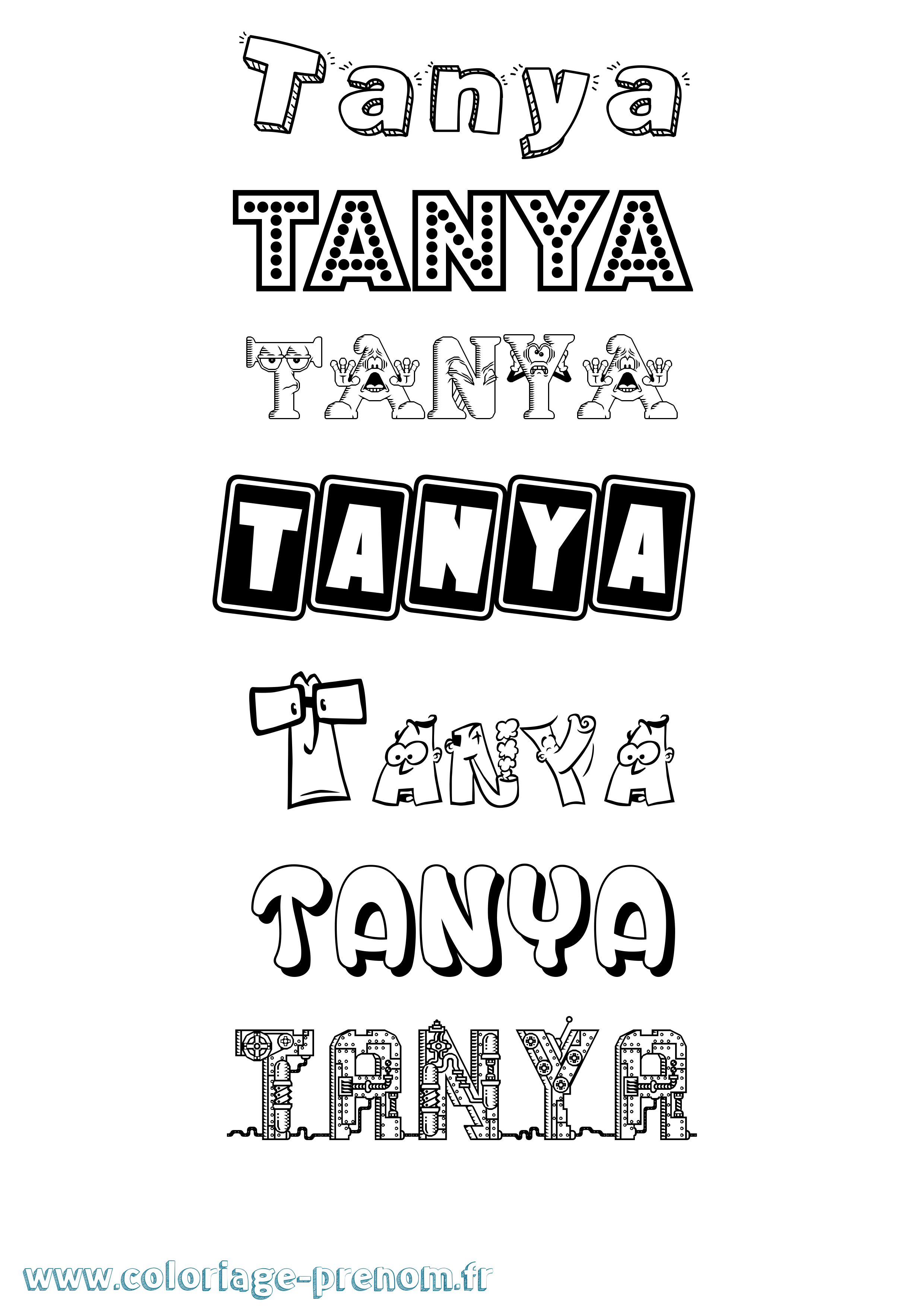 Coloriage prénom Tanya Fun