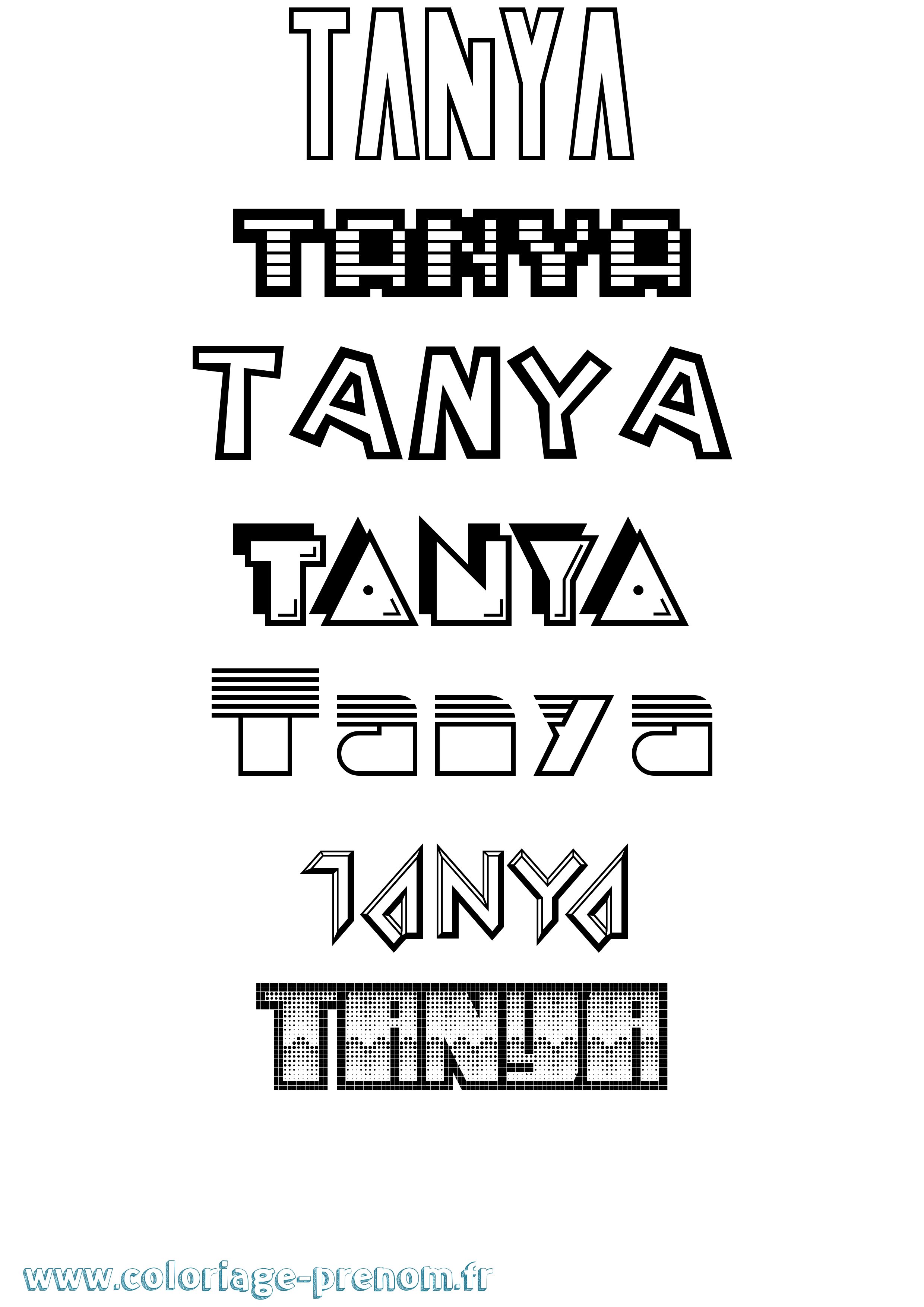 Coloriage prénom Tanya Jeux Vidéos