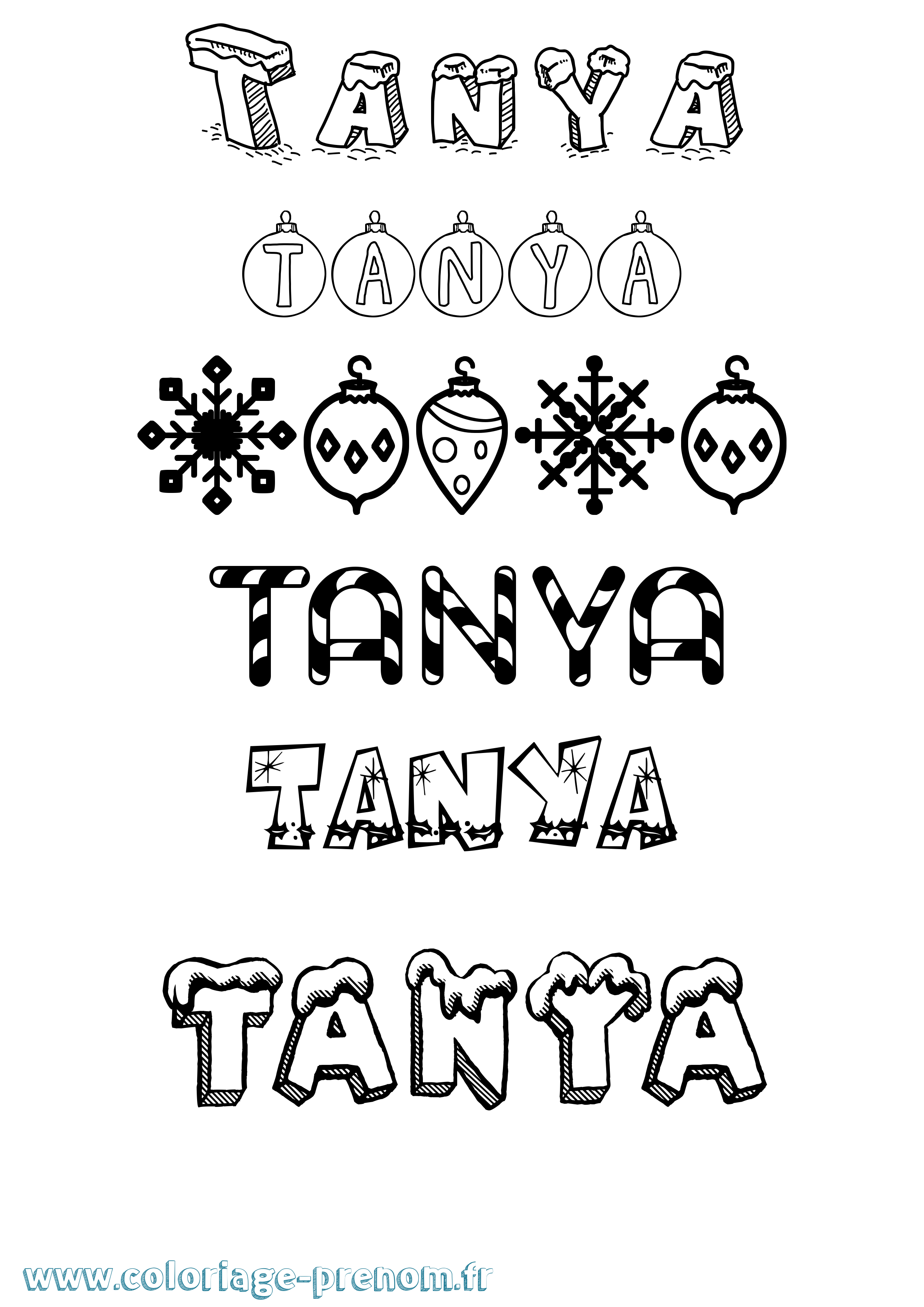 Coloriage prénom Tanya Noël