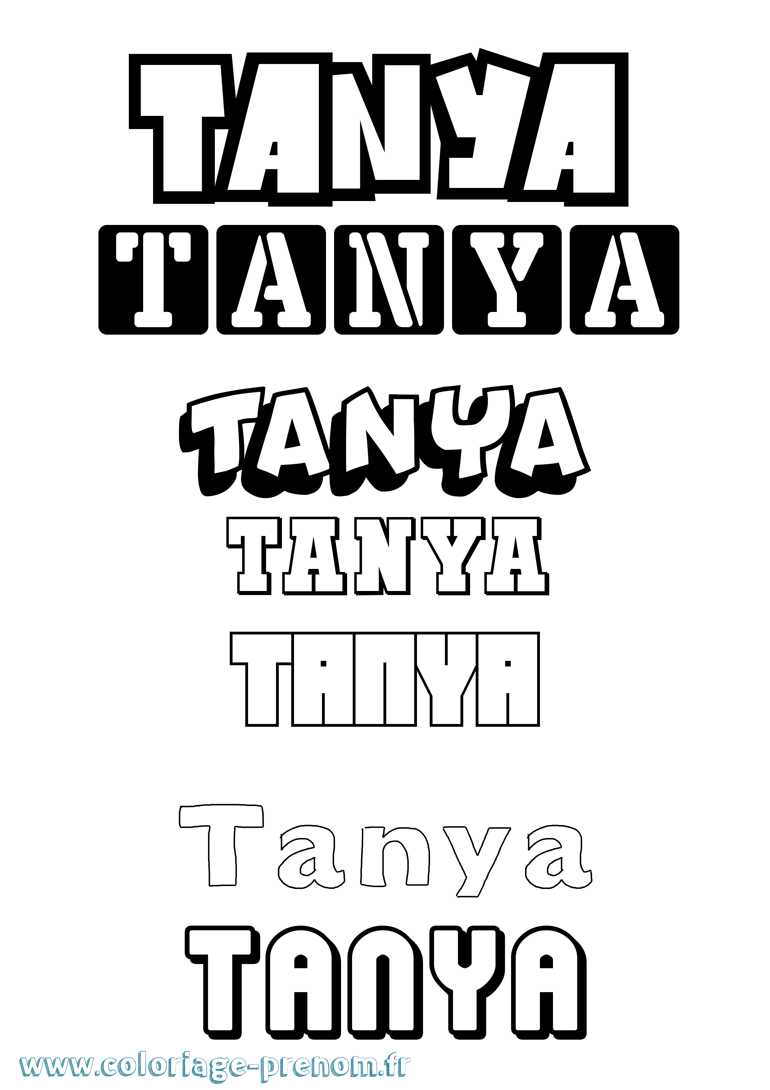 Coloriage prénom Tanya Simple