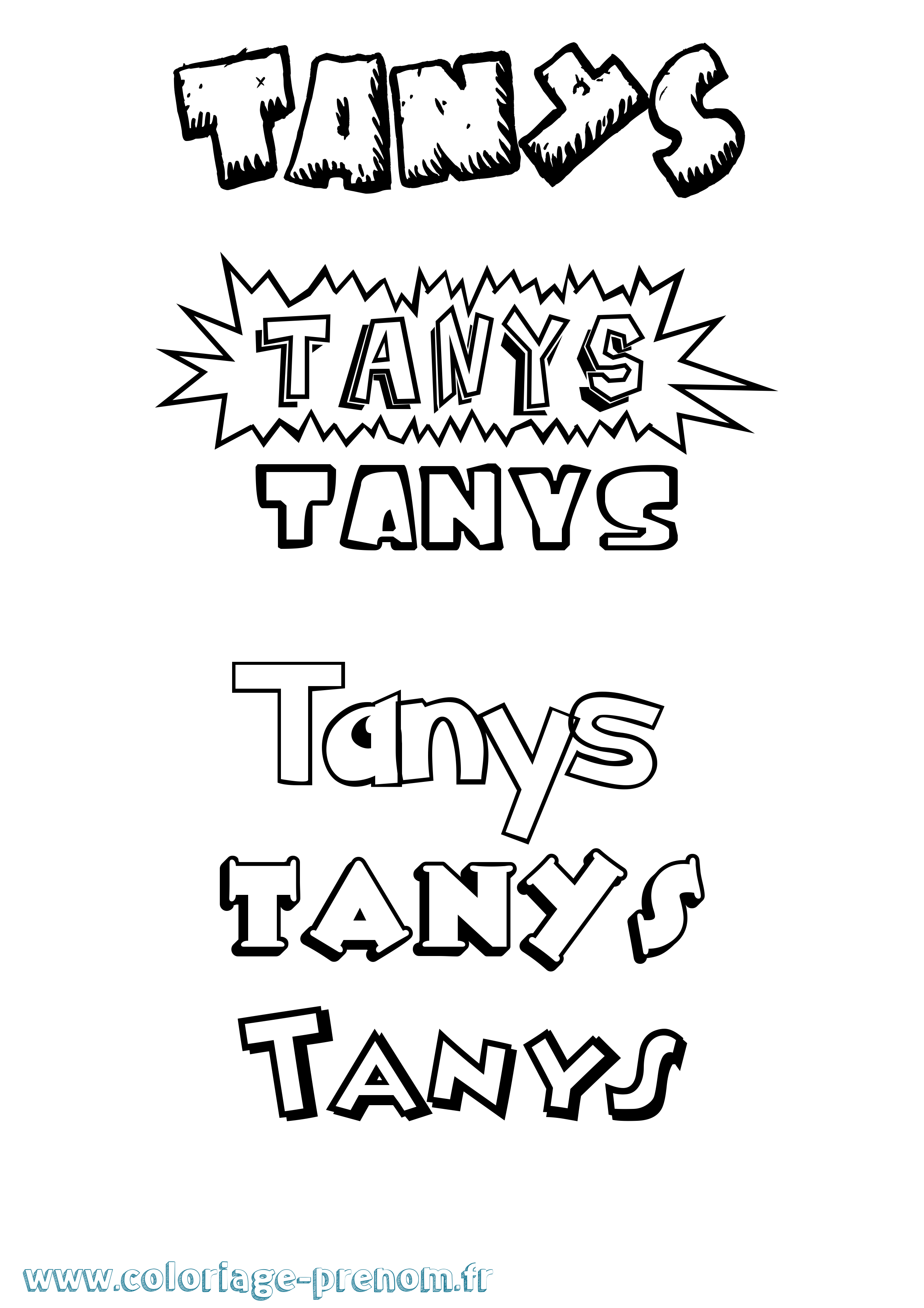 Coloriage prénom Tanys Dessin Animé