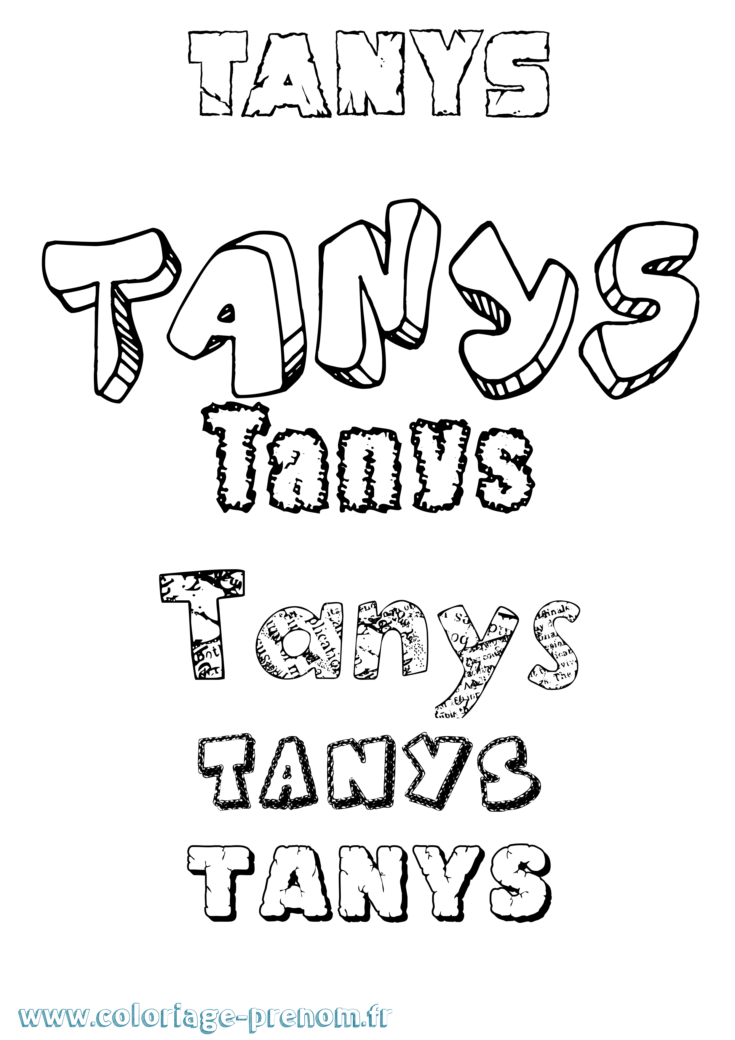 Coloriage prénom Tanys Destructuré