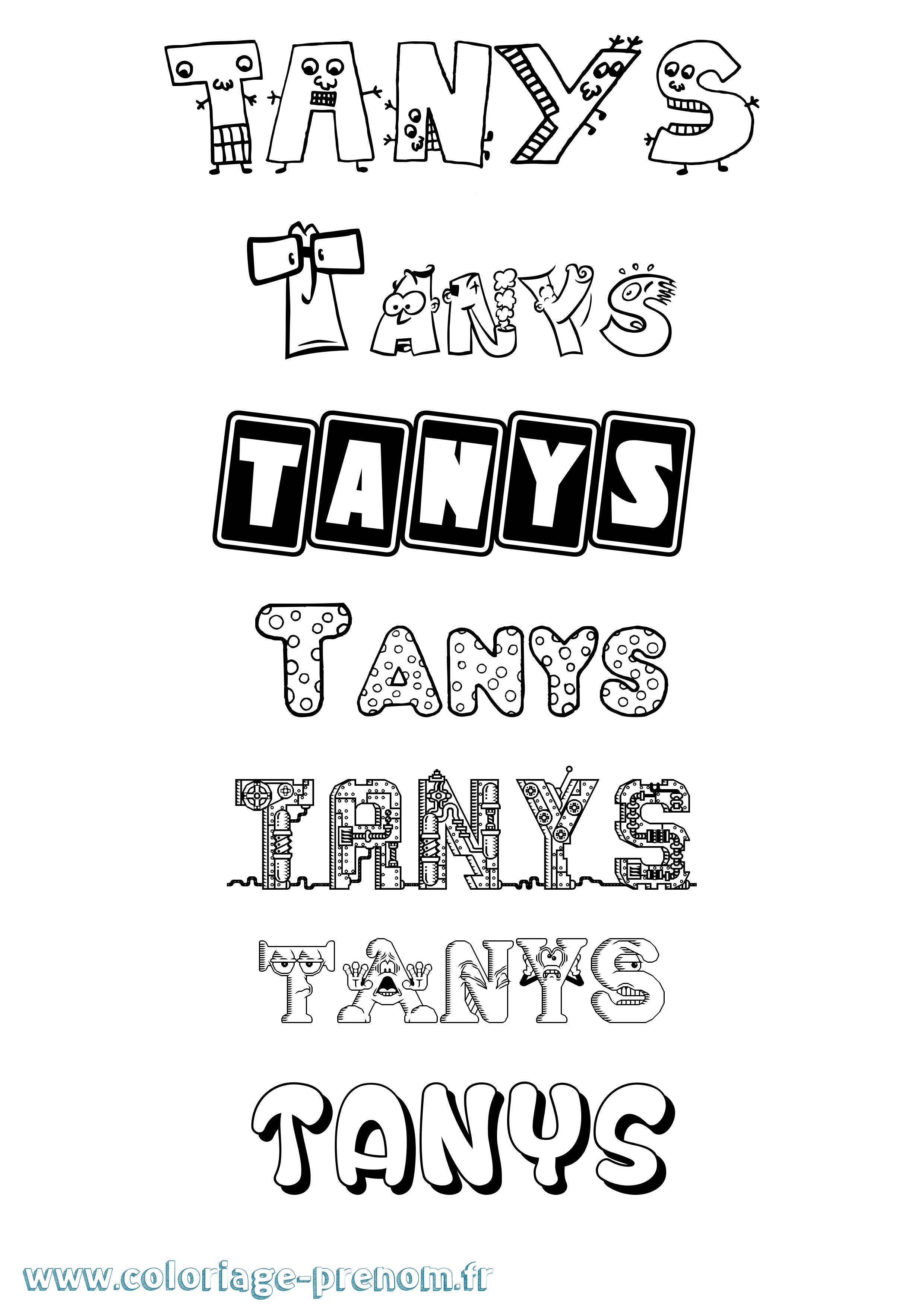 Coloriage prénom Tanys Fun