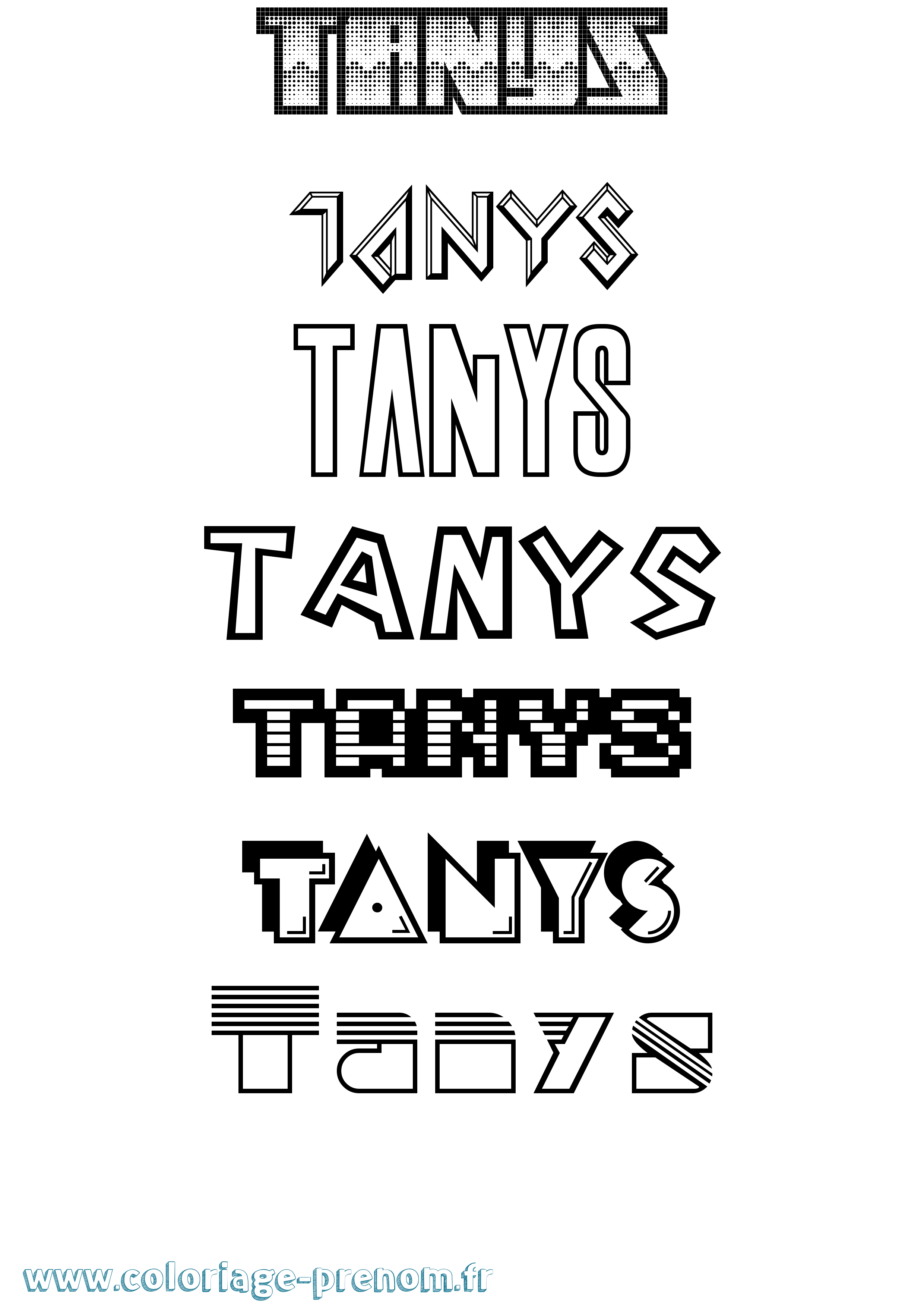 Coloriage prénom Tanys Jeux Vidéos