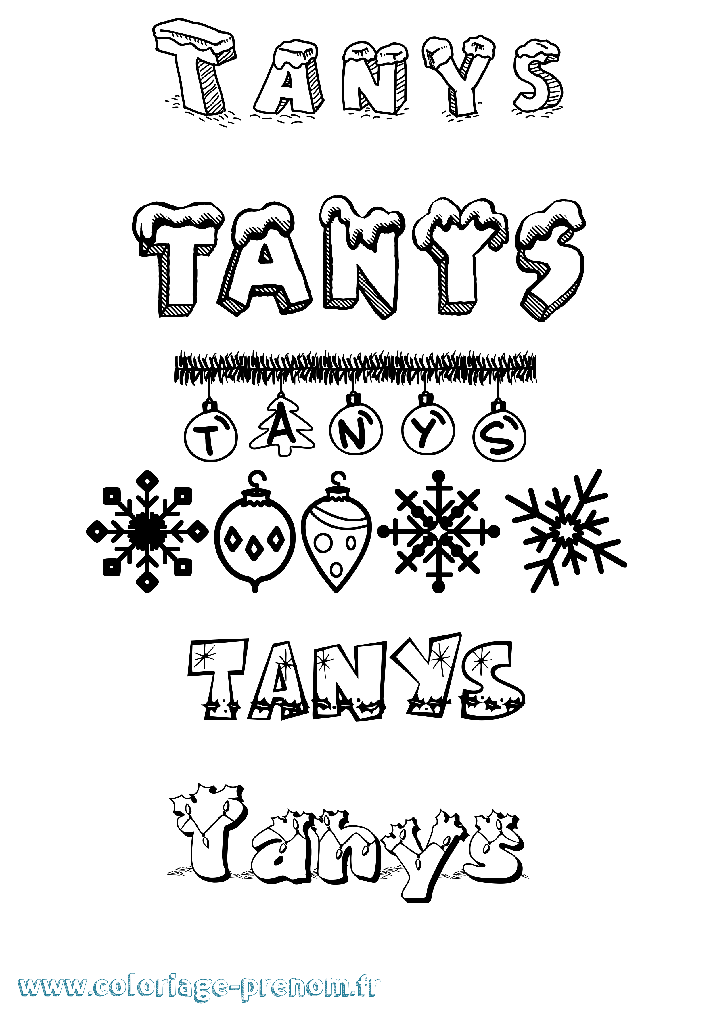 Coloriage prénom Tanys Noël