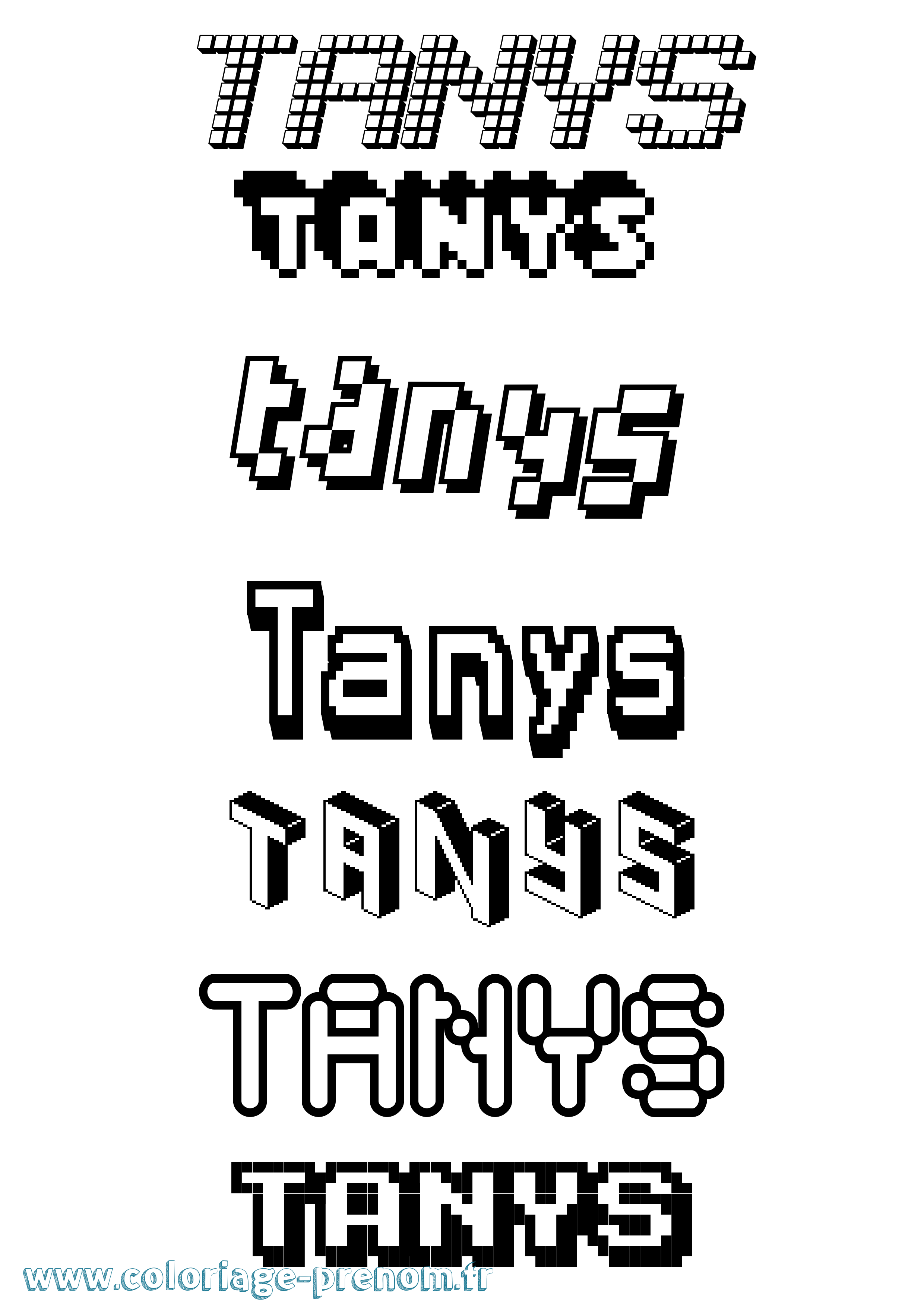 Coloriage prénom Tanys Pixel