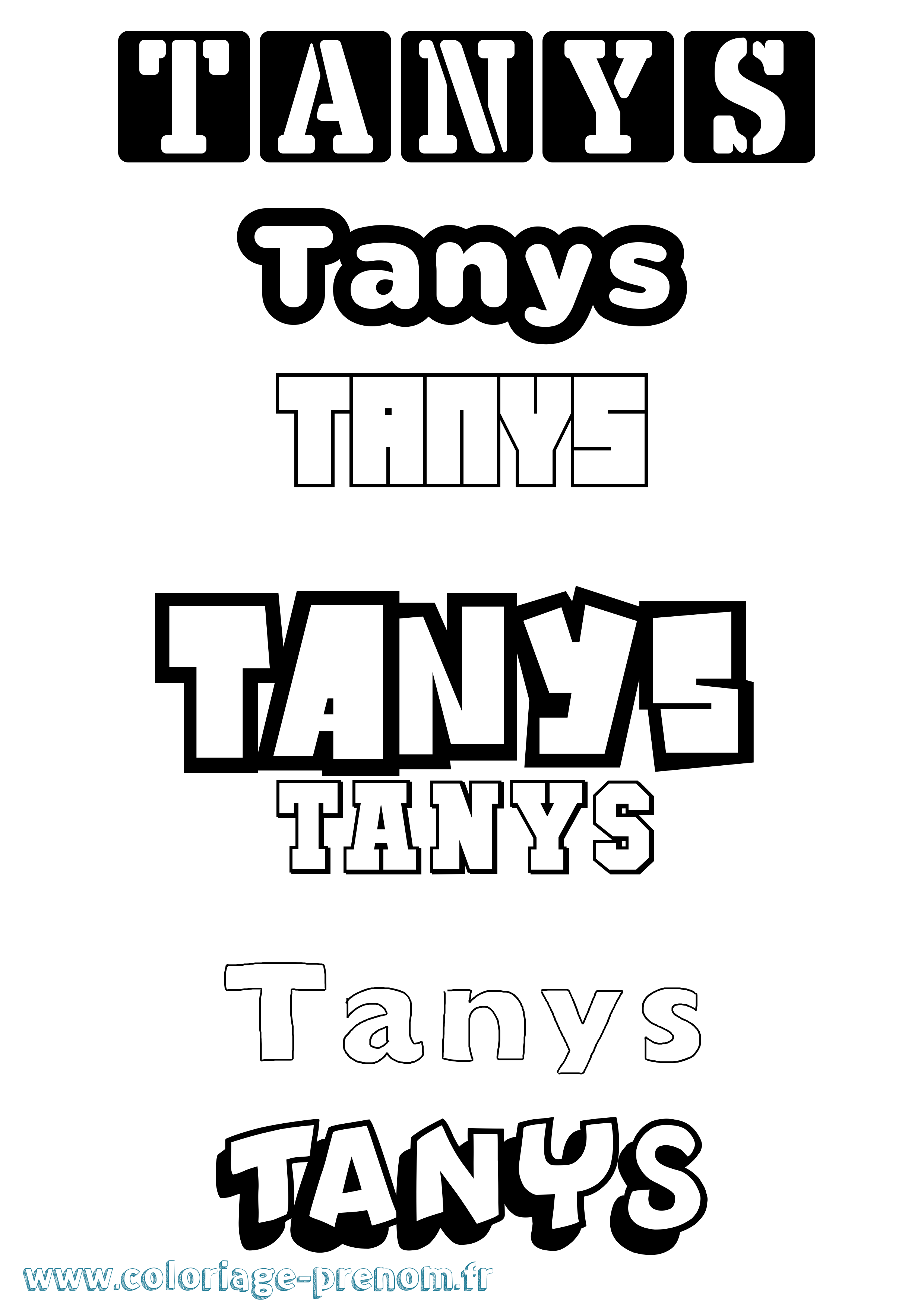 Coloriage prénom Tanys Simple