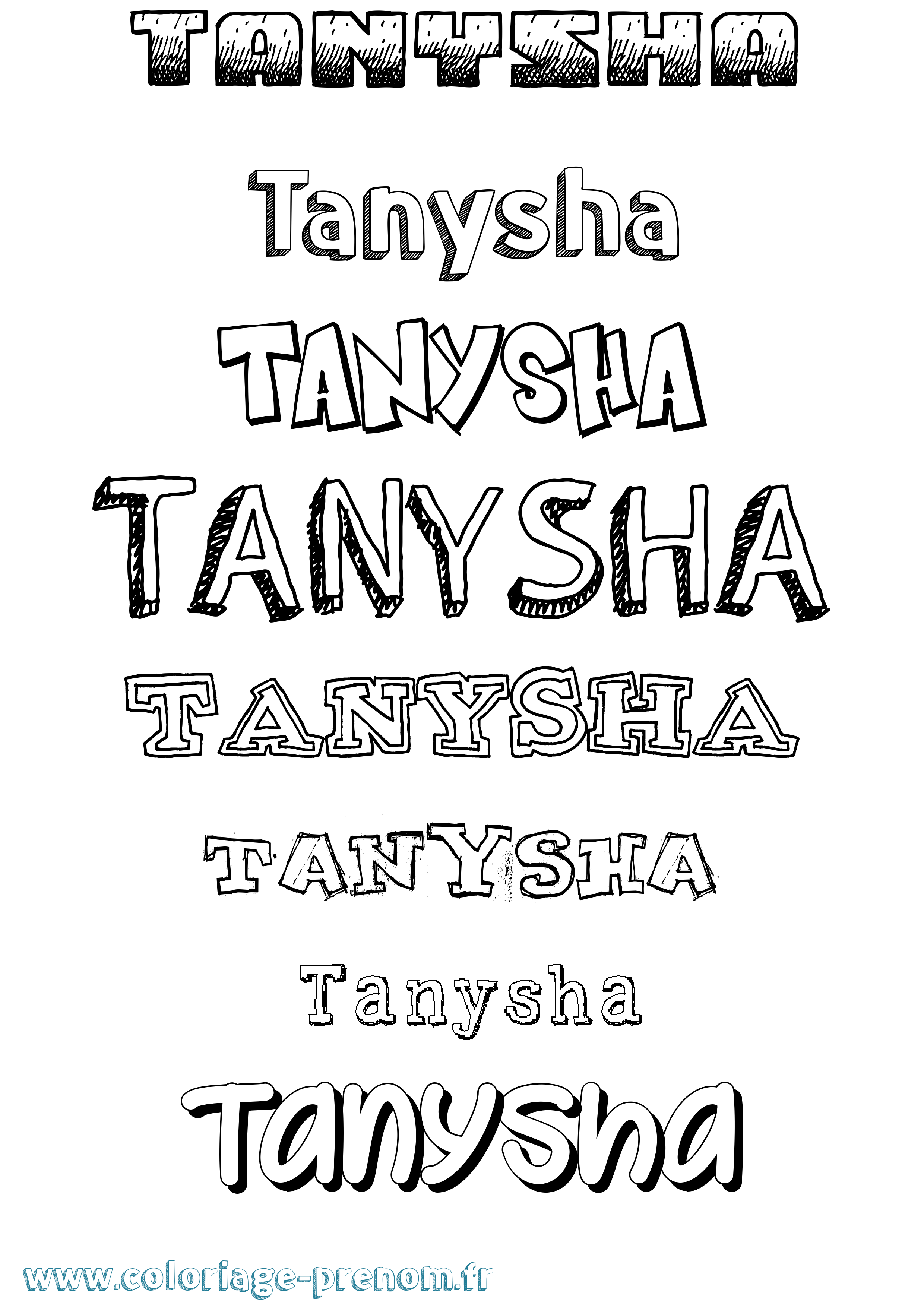 Coloriage prénom Tanysha Dessiné