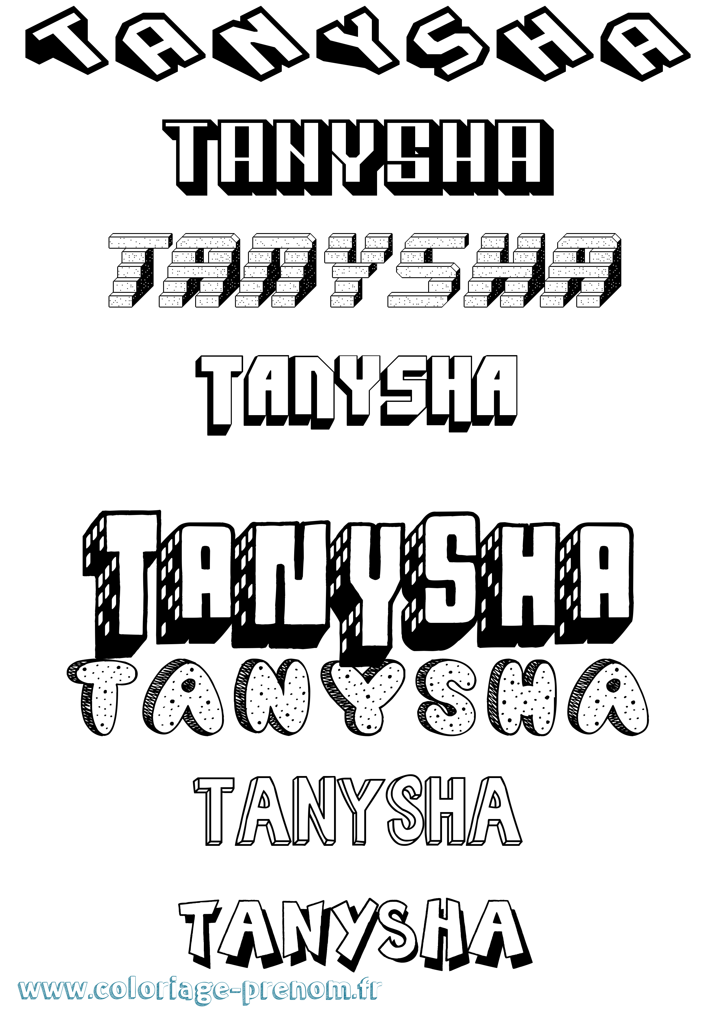 Coloriage prénom Tanysha Effet 3D