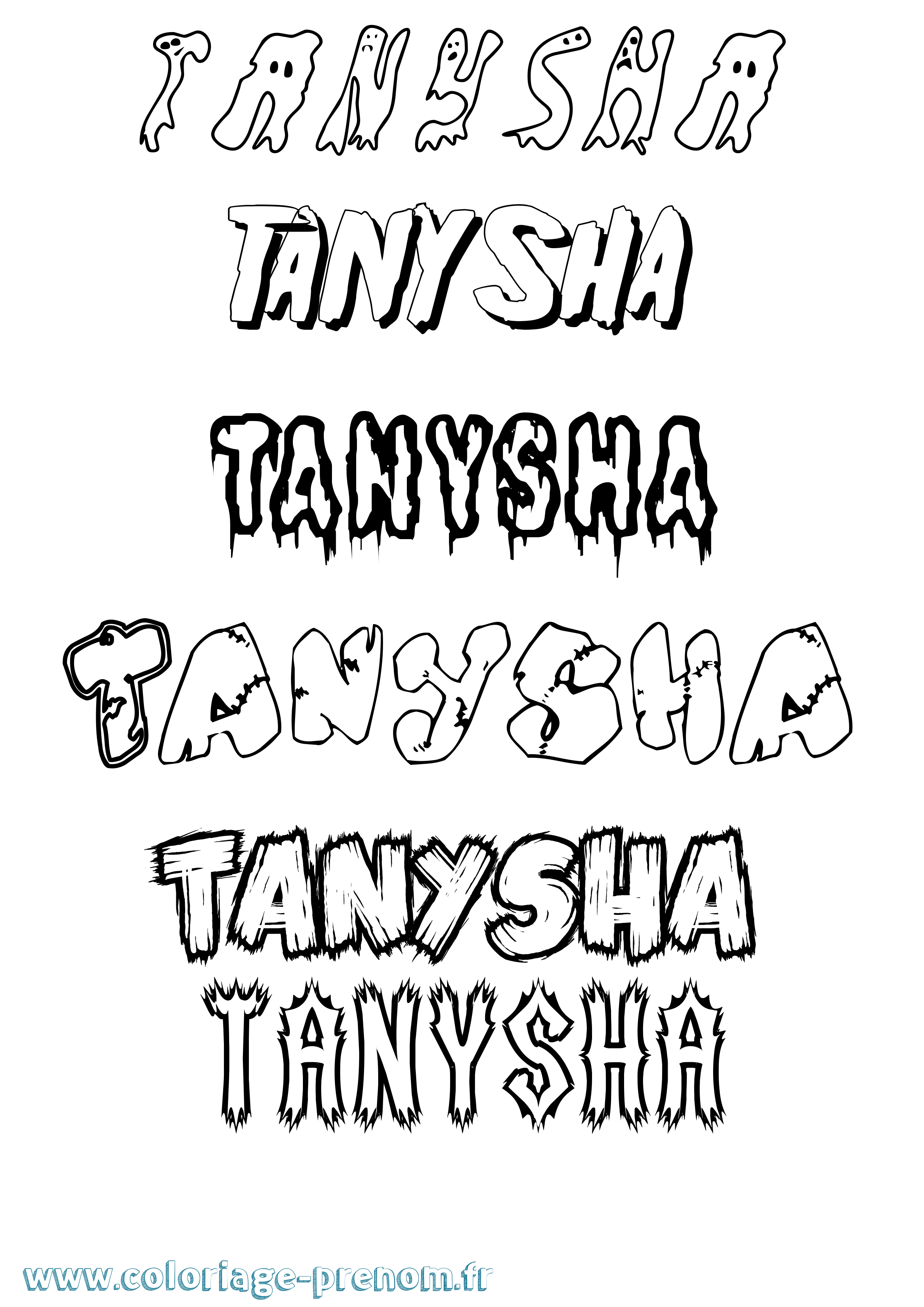 Coloriage prénom Tanysha Frisson
