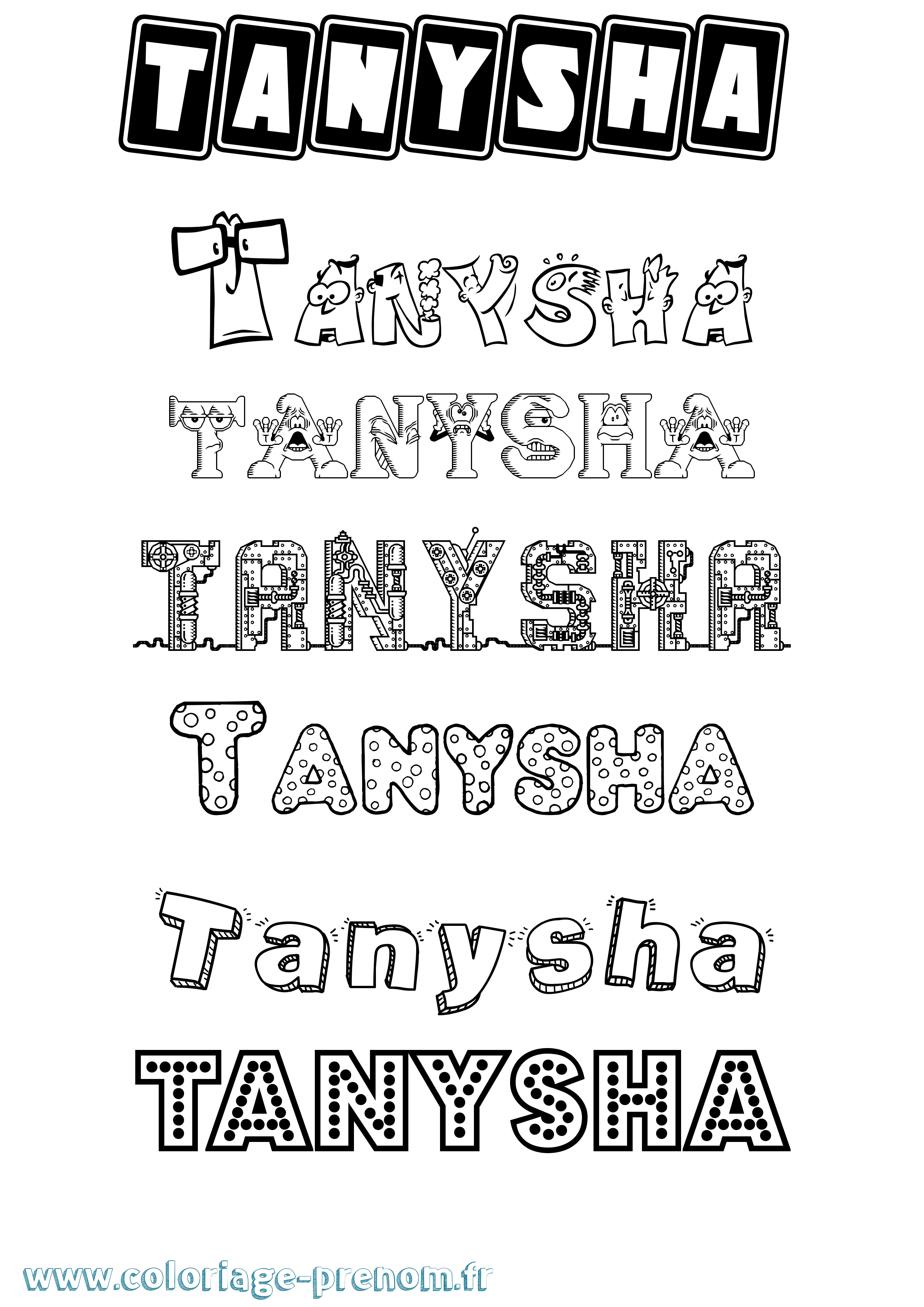 Coloriage prénom Tanysha Fun