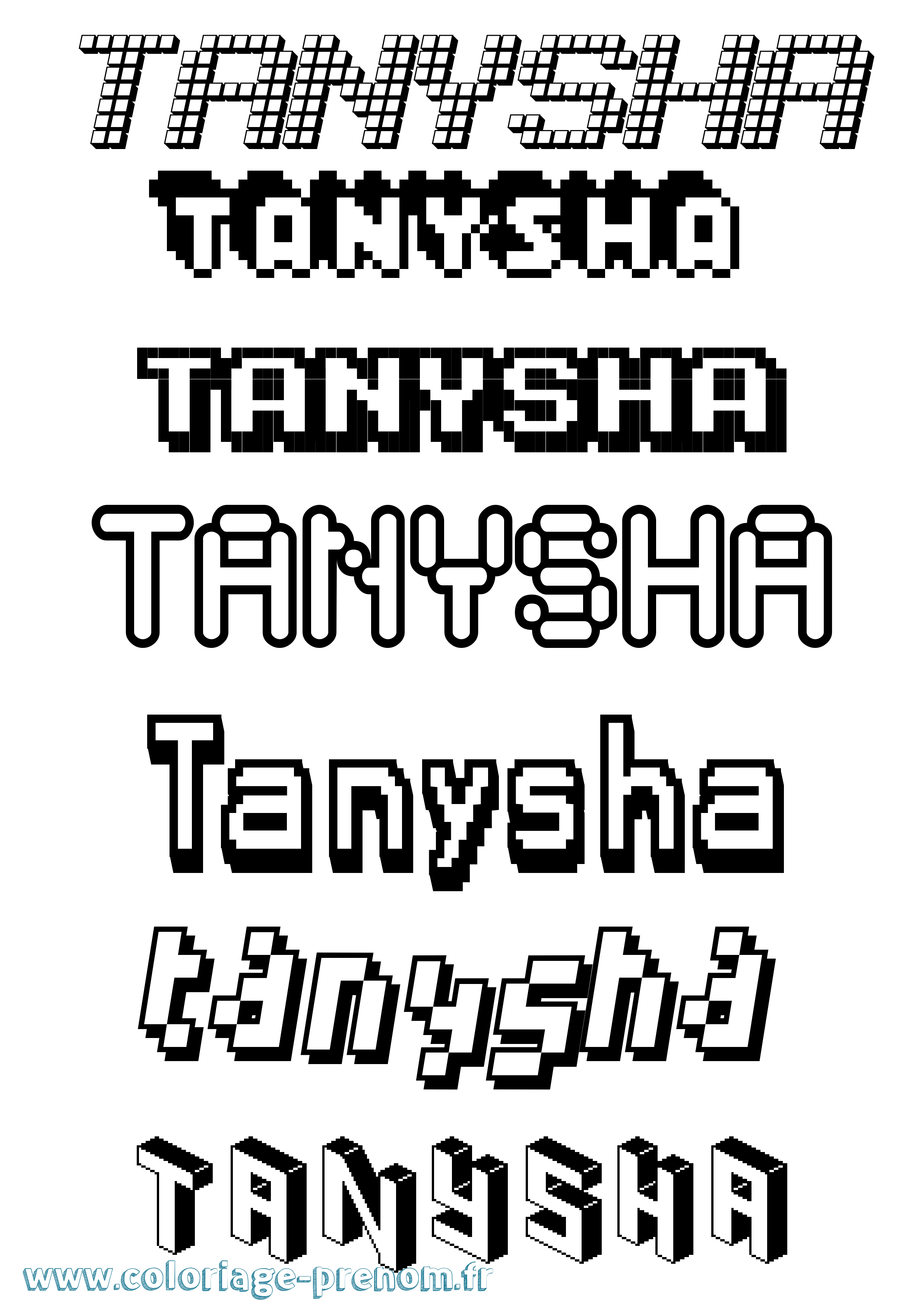 Coloriage prénom Tanysha Pixel