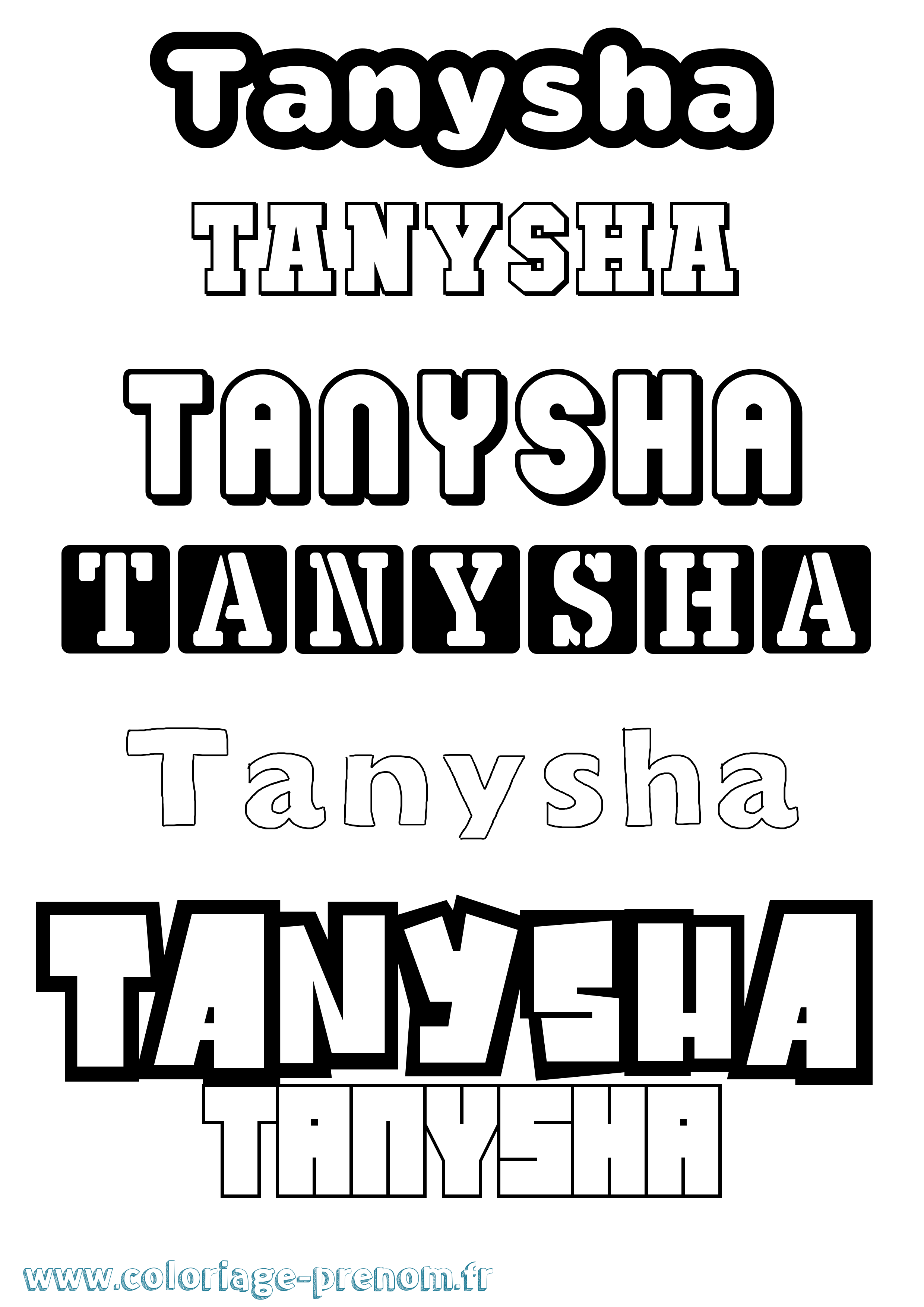 Coloriage prénom Tanysha Simple