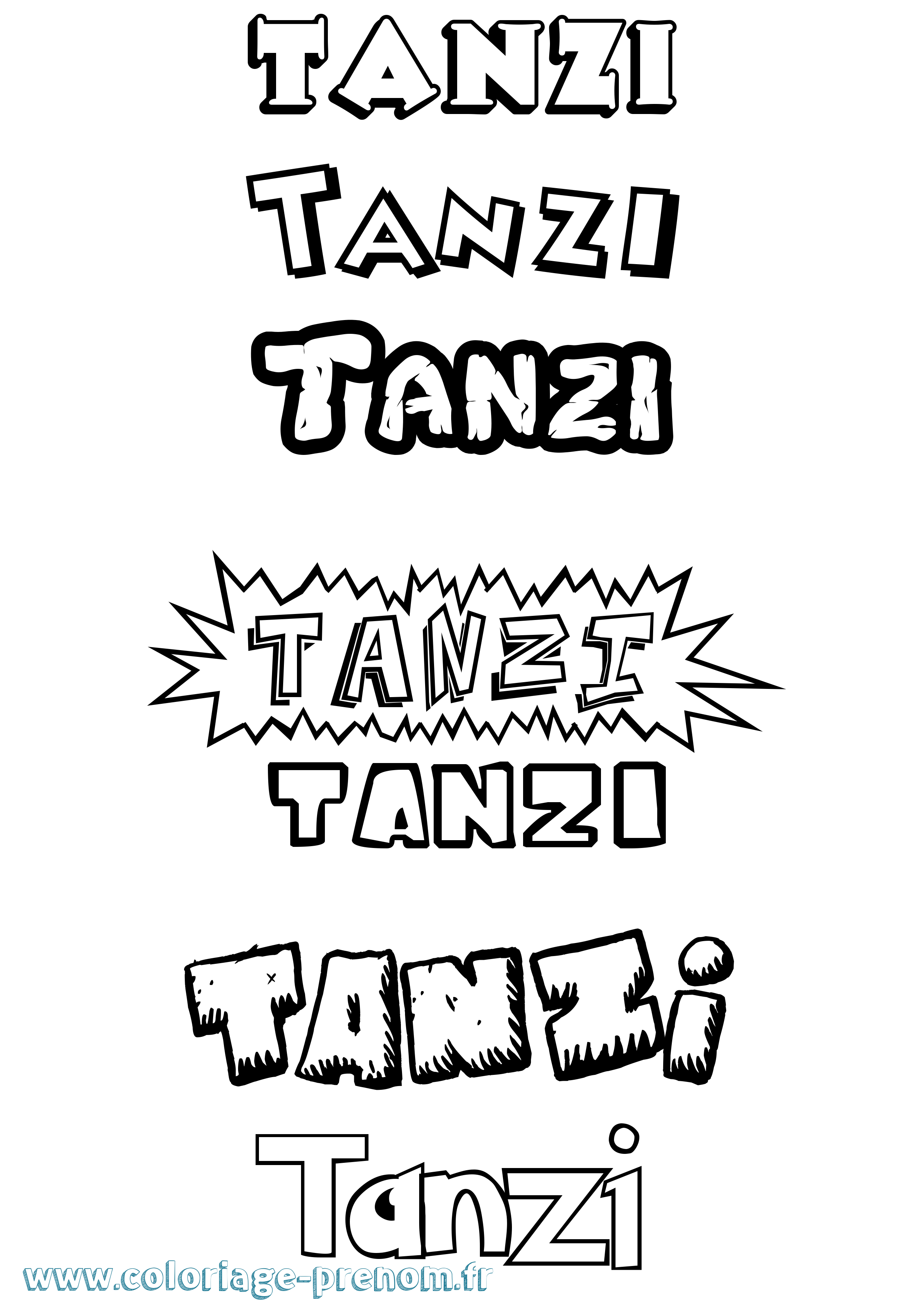 Coloriage prénom Tanzi Dessin Animé