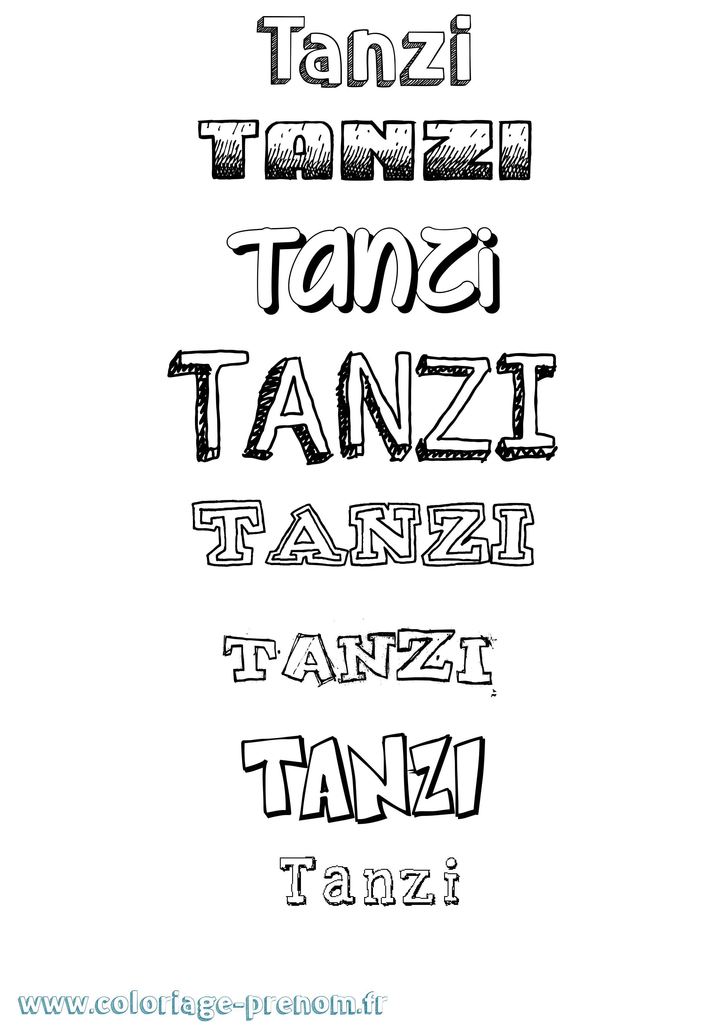 Coloriage prénom Tanzi Dessiné