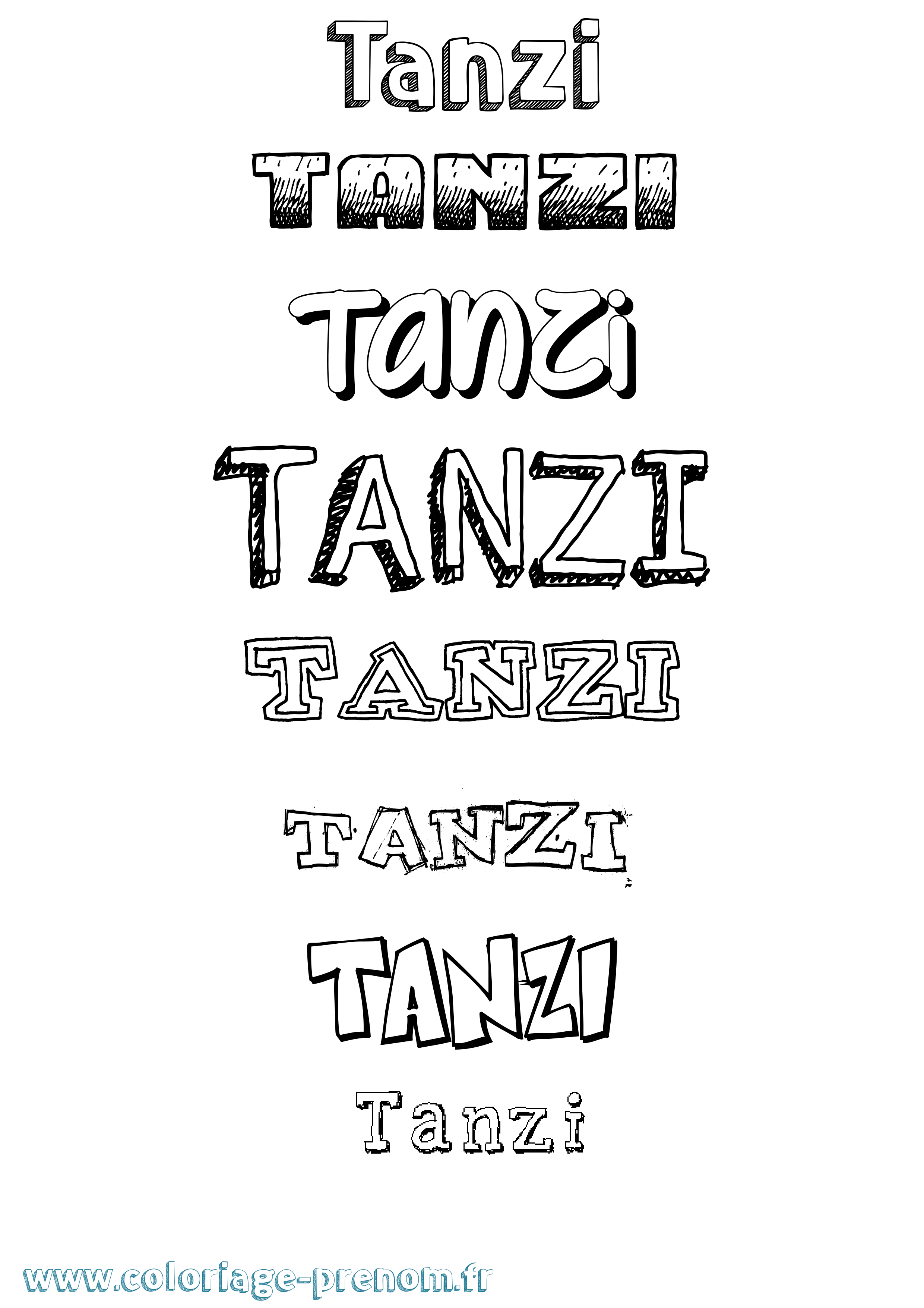 Coloriage Tanzi Dessiné Coloriage prénom Tanzi Dessiné