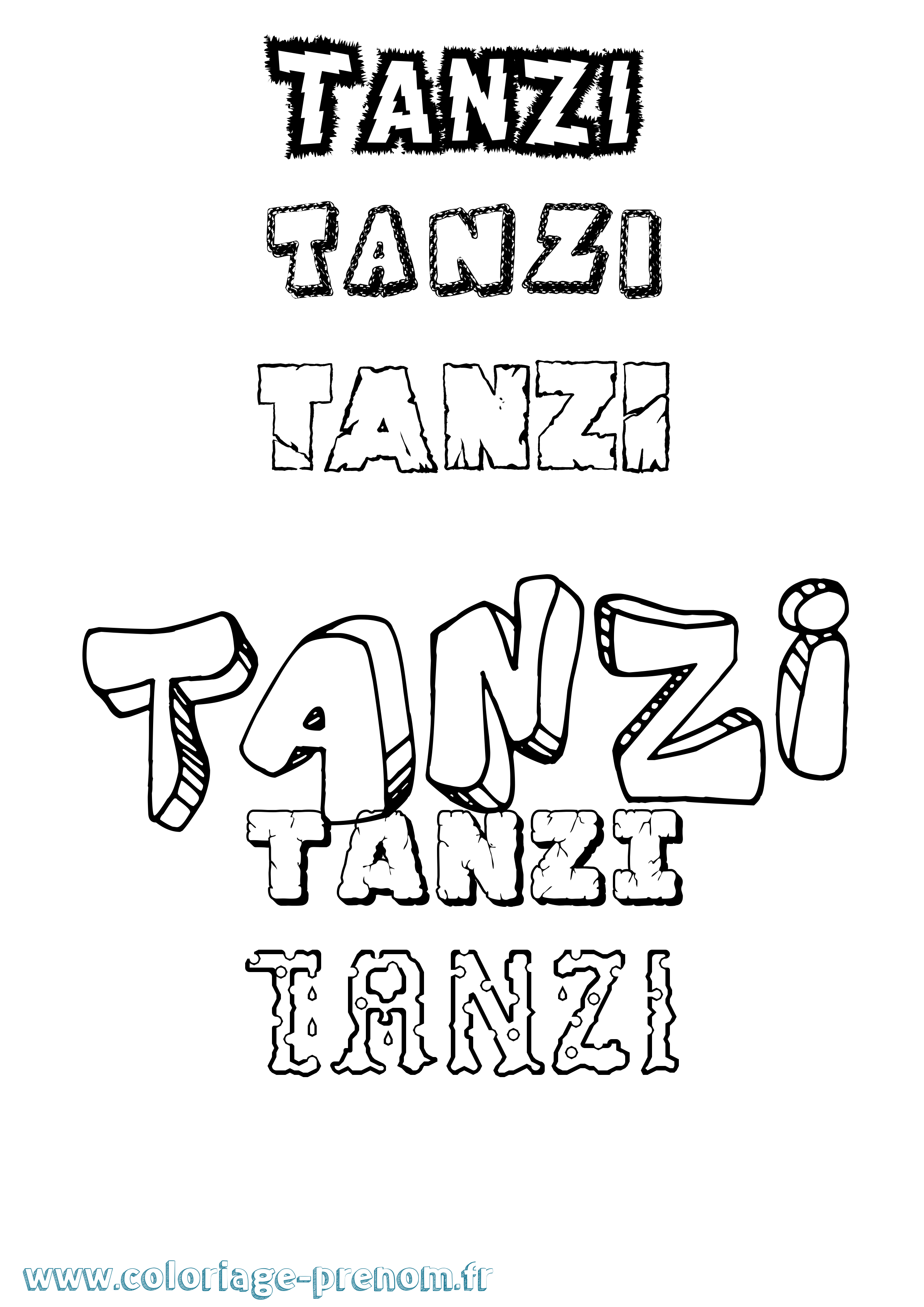 Coloriage prénom Tanzi Destructuré