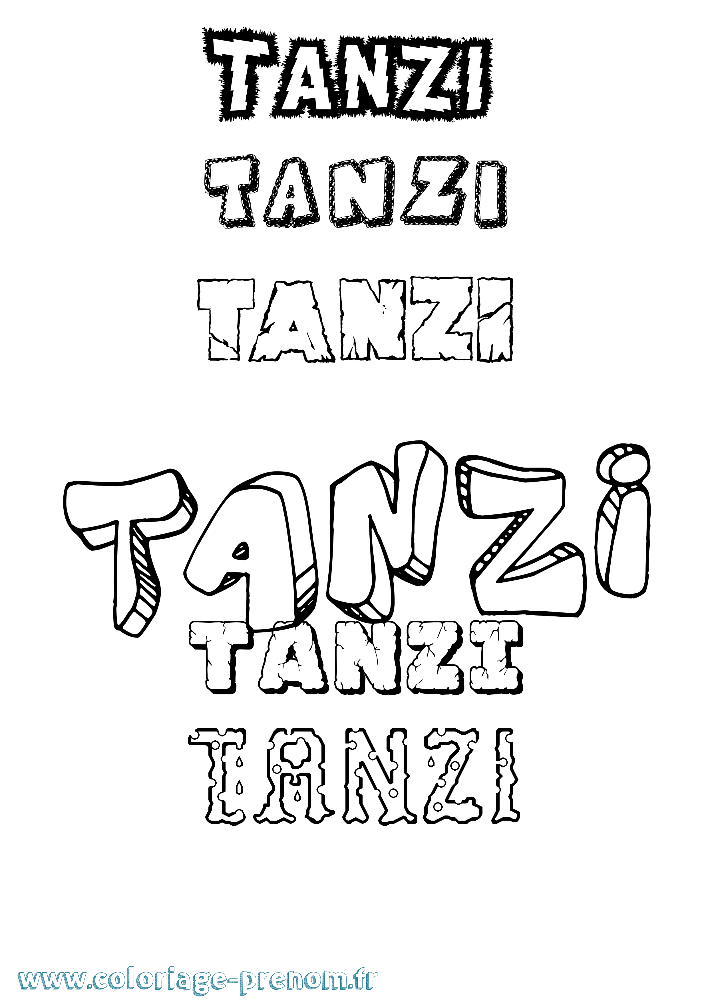 Coloriage Tanzi Destructuré Coloriage prénom Tanzi Destructuré