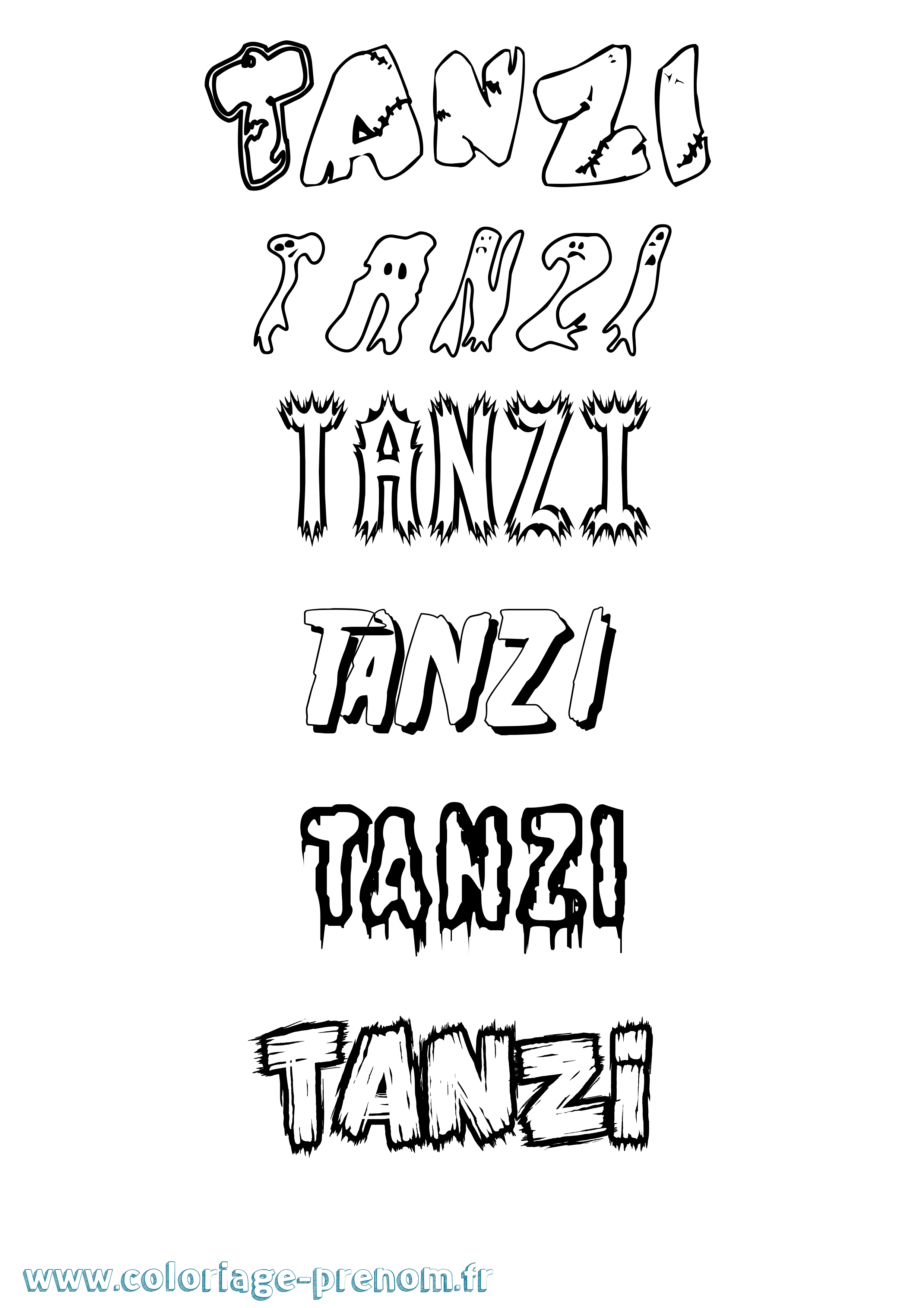 Coloriage Tanzi Frisson Coloriage prénom Tanzi Frisson