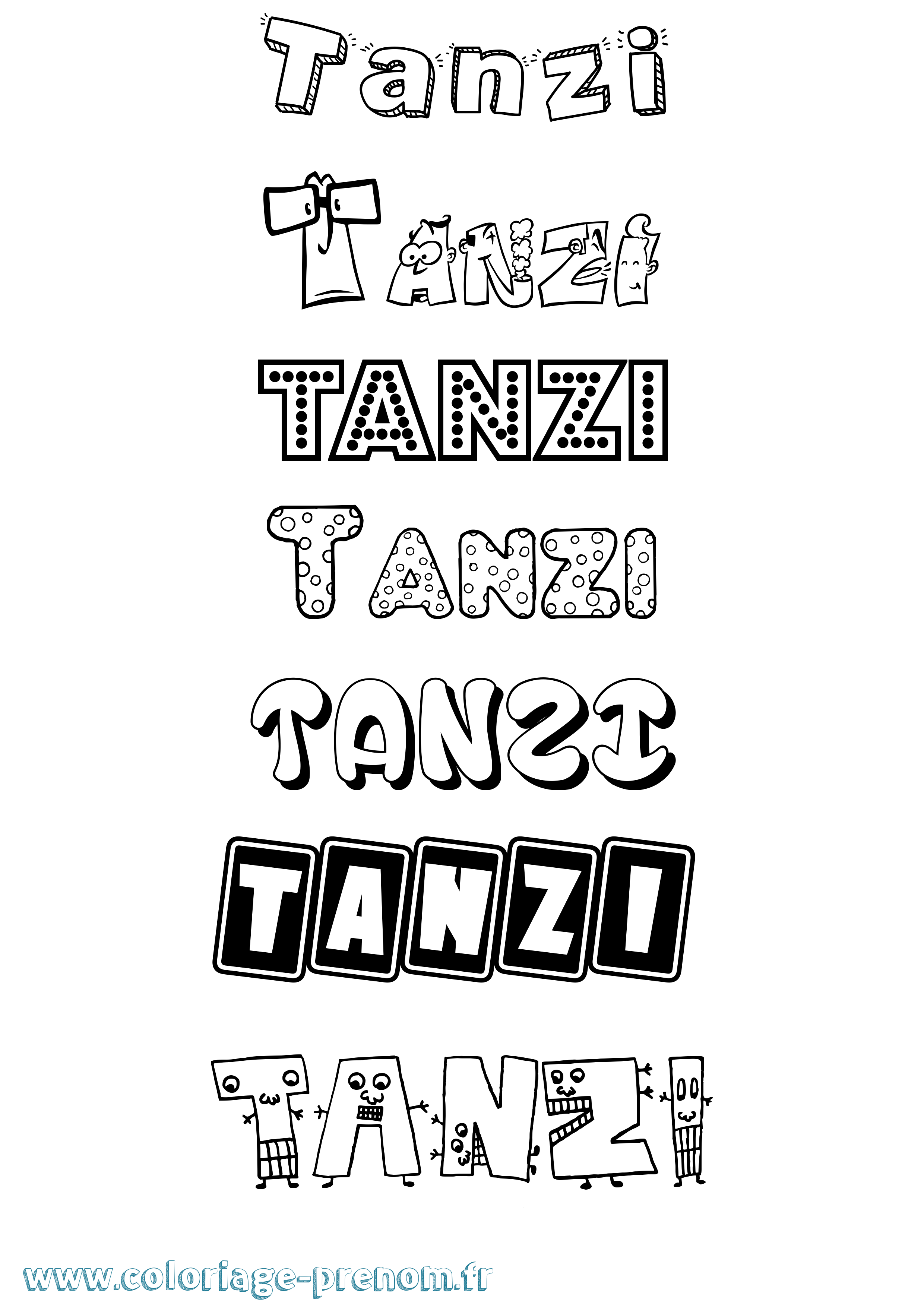Coloriage prénom Tanzi Fun