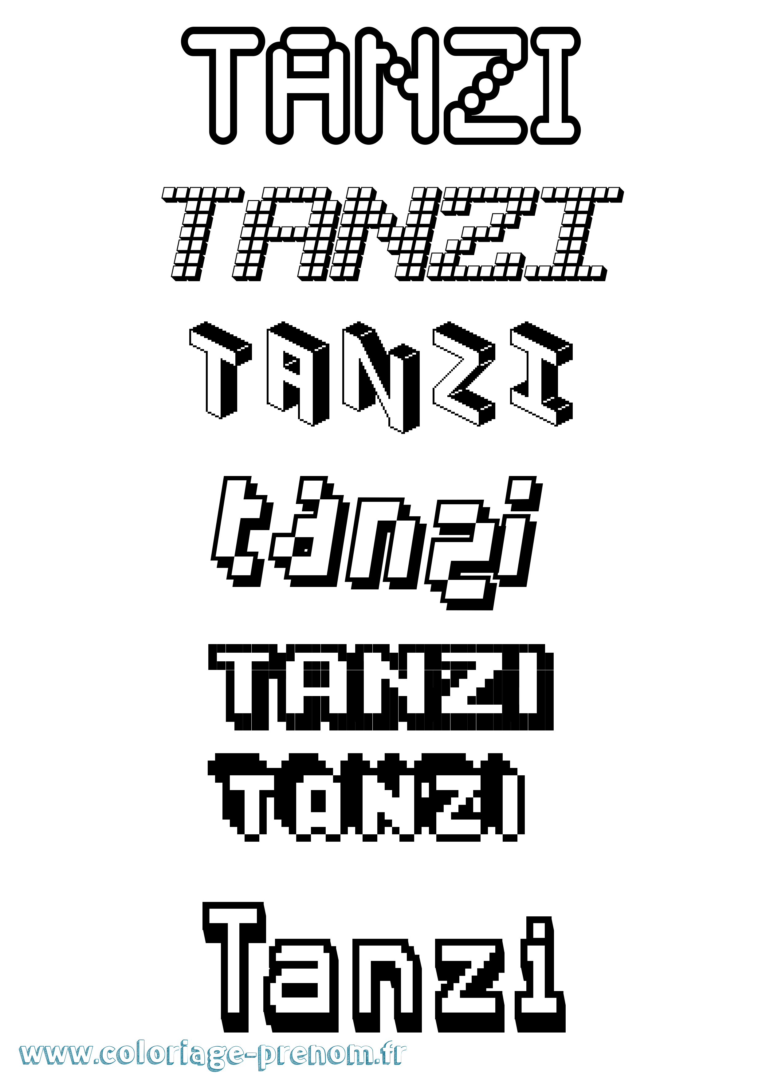 Coloriage Tanzi Pixel Coloriage prénom Tanzi Pixel
