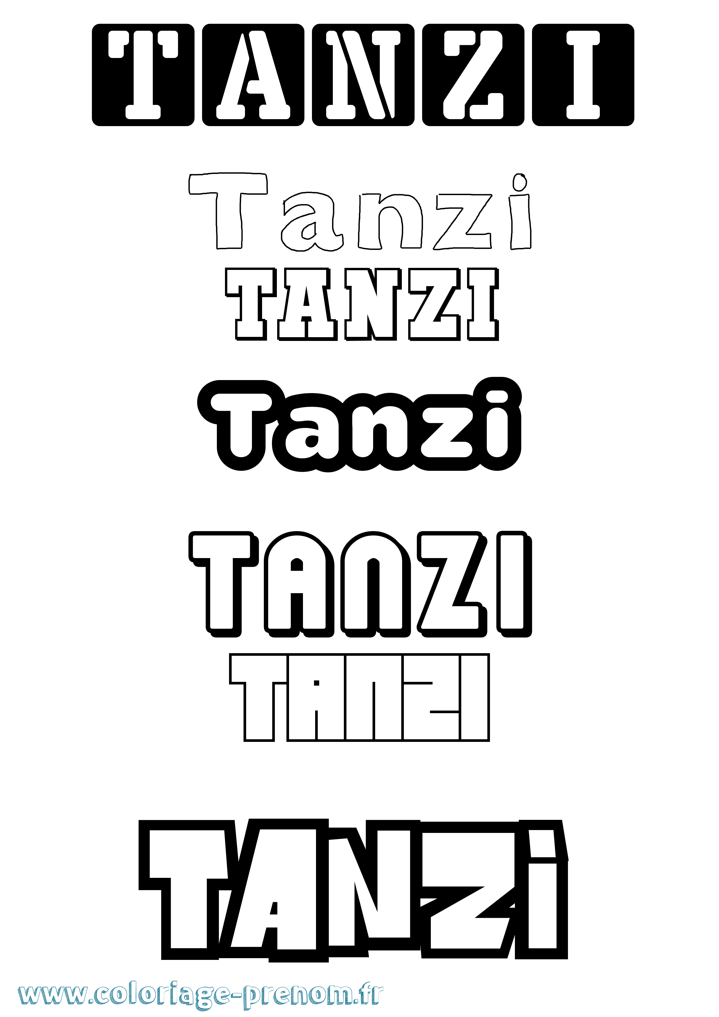 Coloriage Tanzi Simple Coloriage prénom Tanzi Simple